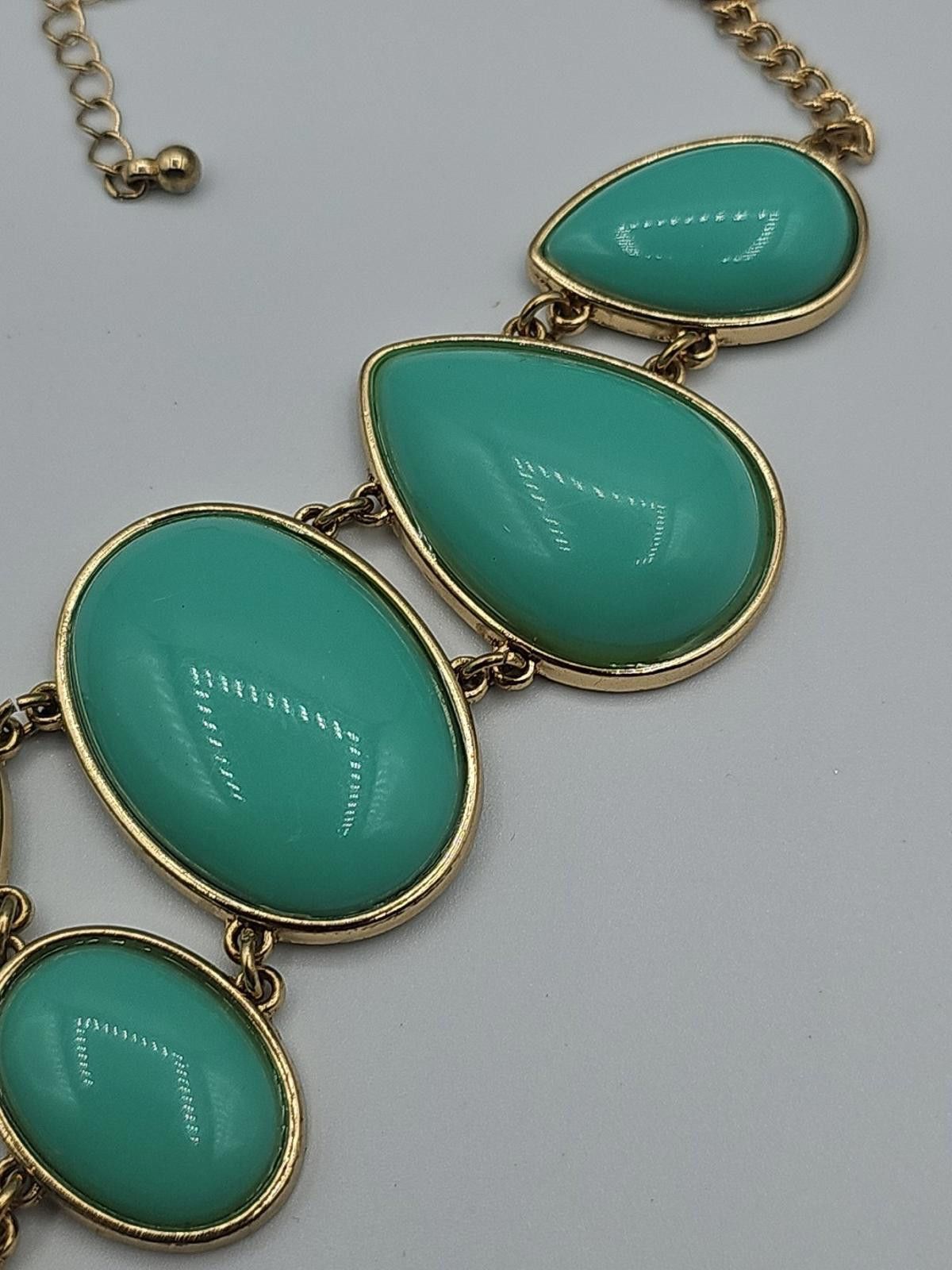 Aquascutum Aqua Acrylic Stone Gold Tone Bib Max Length 18" Necklace Size ONE SIZE - 4 Thumbnail