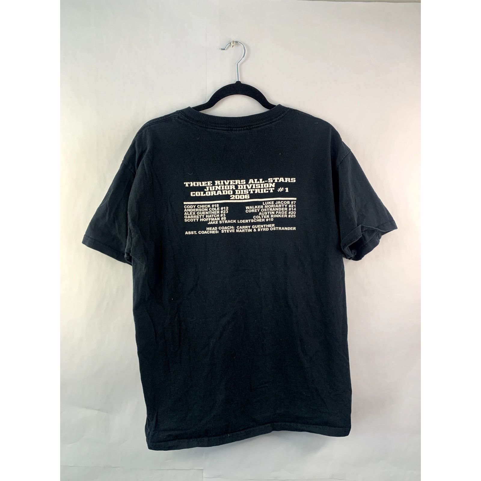 Gildan Vintage Baseball Shirt Men's Large Black Three Rivers Tee L Size US L / EU 52-54 / 3 - 4 Thumbnail
