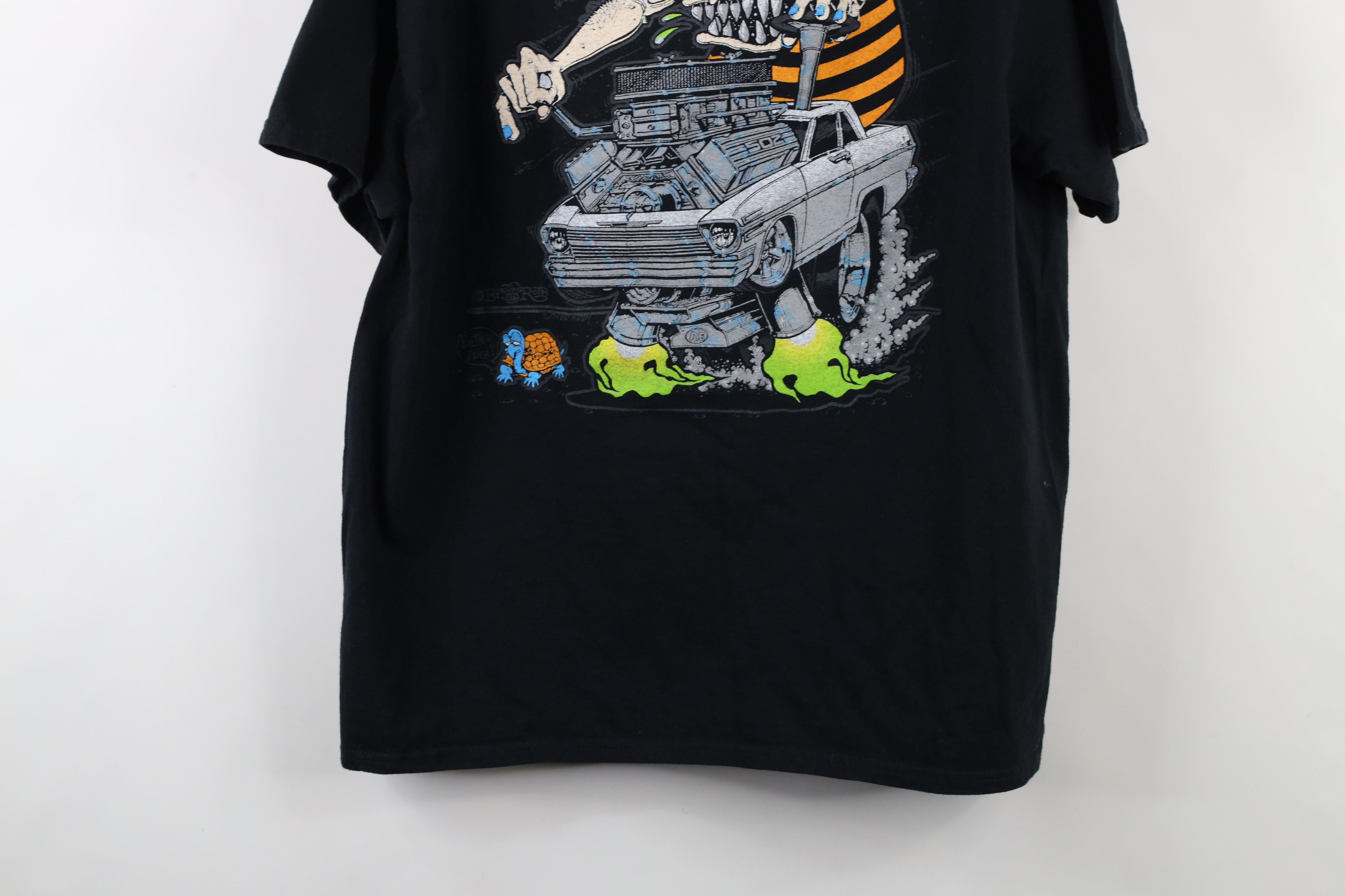 Vintage Retro Y2K Rat Fink Spell Out I Love Chevys Car T-Shirt Black Size US XL / EU 56 / 4 - 13 Thumbnail