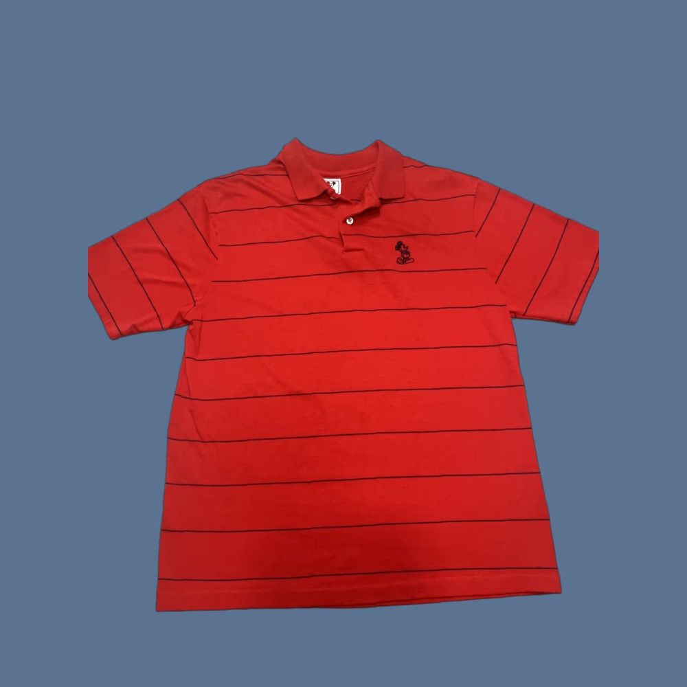 Disney VINTAGE Disney Red Striped Mickey Mouse Polo Shirt XL Mens 80s Size US XL / EU 56 / 4 - 1 Thumbnail