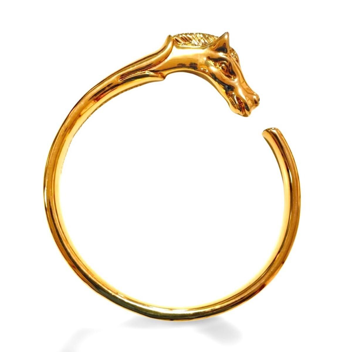 Hermes Vintage Hermes golden horse head design bangle, bracelet. Size ONE SIZE - 1 Thumbnail