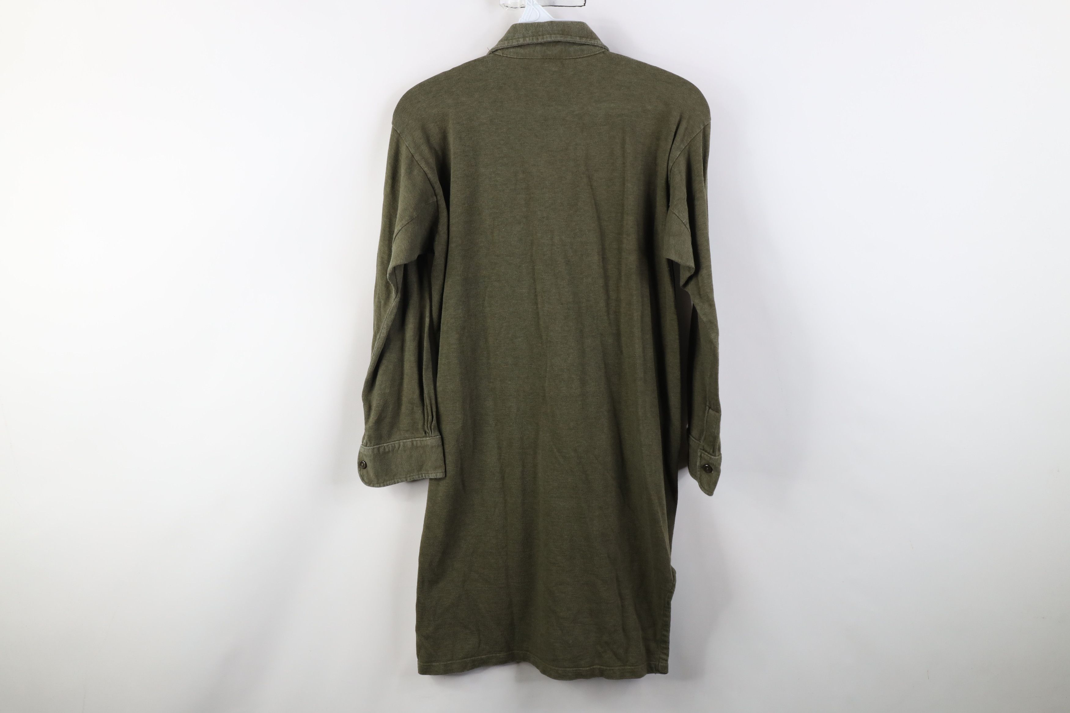 Vintage Vintage 50s Military Collared Knit Sleep Shirt Olive Green Size US L / EU 52-54 / 3 - 11 Thumbnail