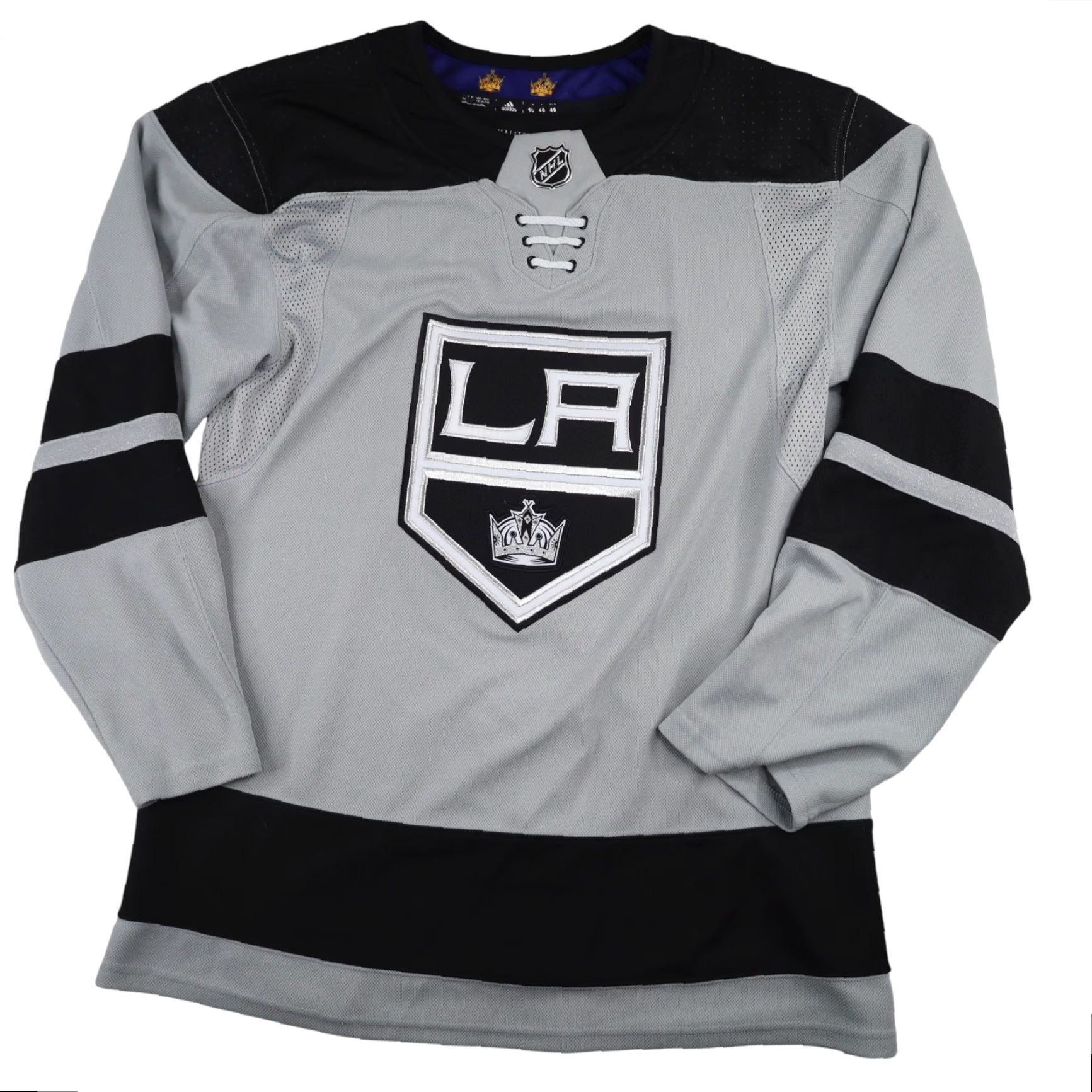 Adidas VINTAGE Adidas LA Kings Hockey Jersey Mens 46 / Medium Gray Adidas Authentic LA Kings Mens Hockey Jersey 46 / Medium Gray Mens Hockey Jersey Size US M / EU 48-50 / 2 - 2 Thumbnail