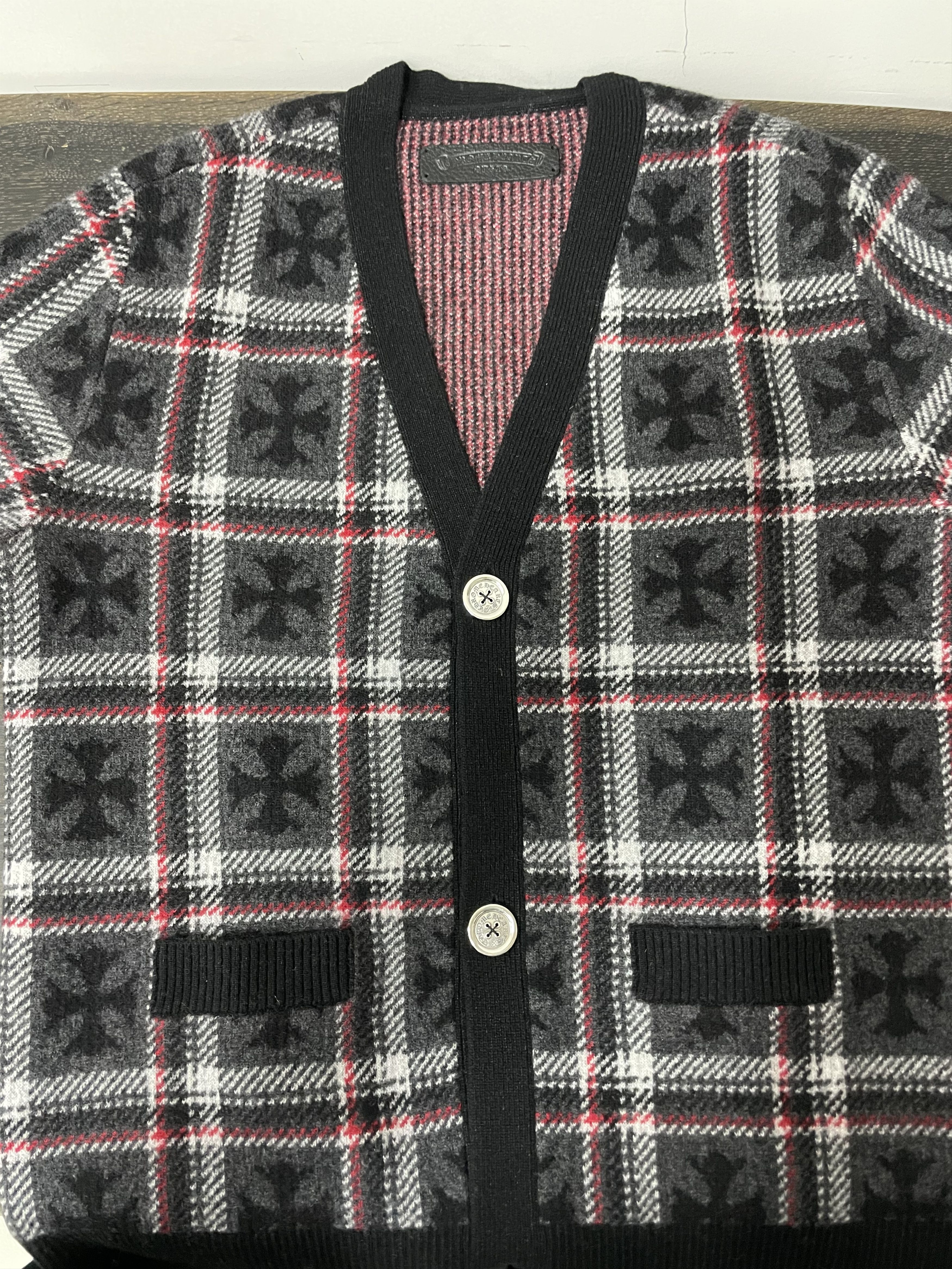 Chrome Hearts Chrome Hearts Cashmere Black&Red Cross Plaid Sweater Size M / US 6-8 / IT 42-44 - 3 Thumbnail