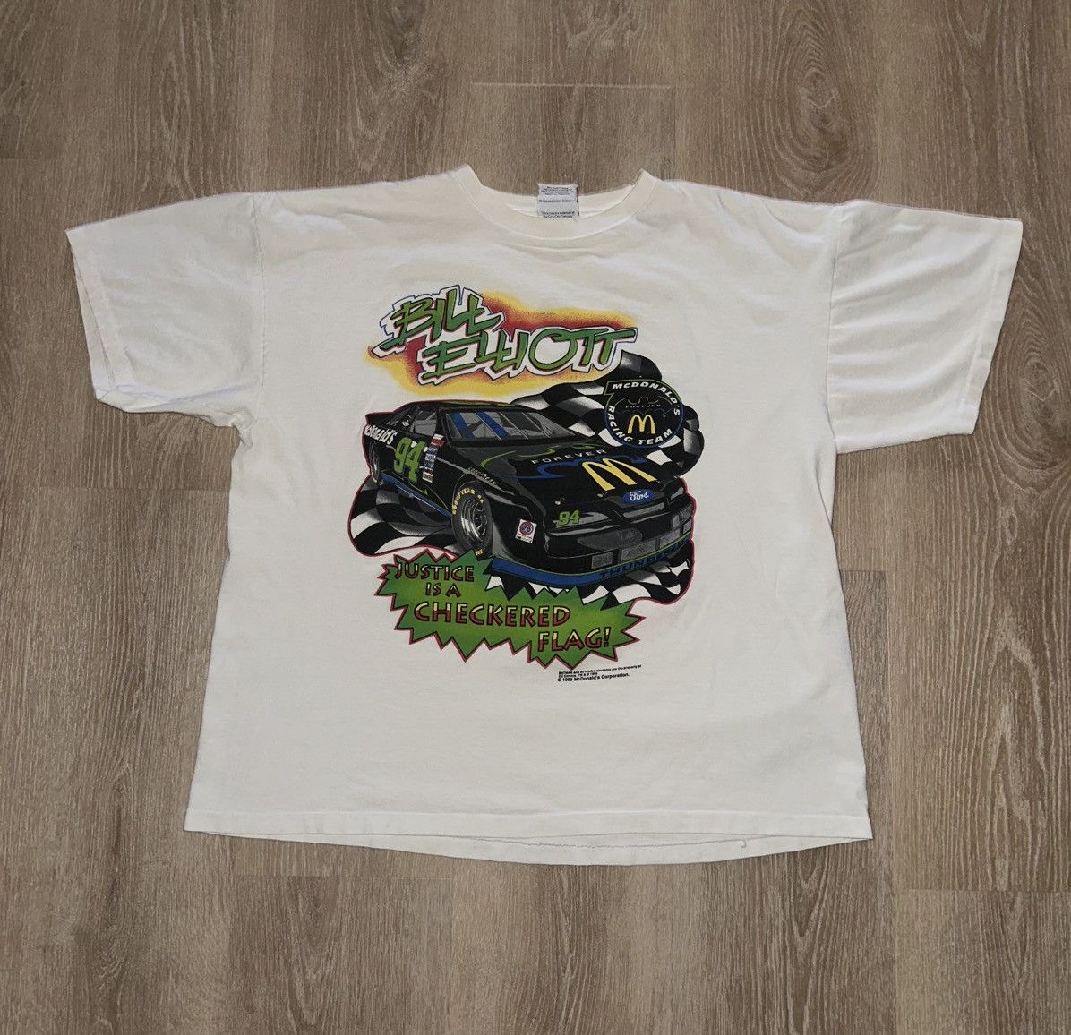 NASCAR × Vintage Vintage 90’s Bill Elliot McDonald’s Racing NASCAR T-Shirt Size US XL / EU 56 / 4 - 1 Thumbnail