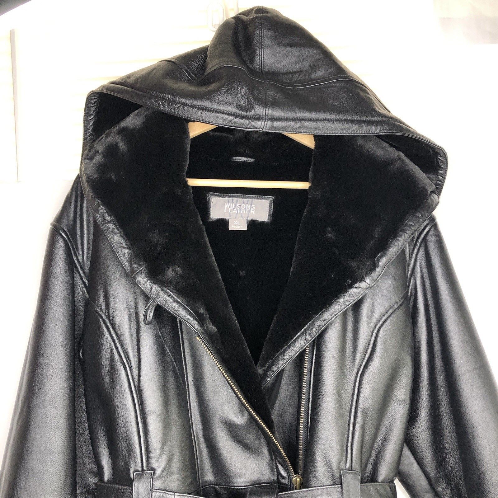 Wilsons Leather Wilsons 80s Women Black Leather Coat Jacket XL Full Fur Size XL / US 12-14 / IT 48-50 - 4 Thumbnail