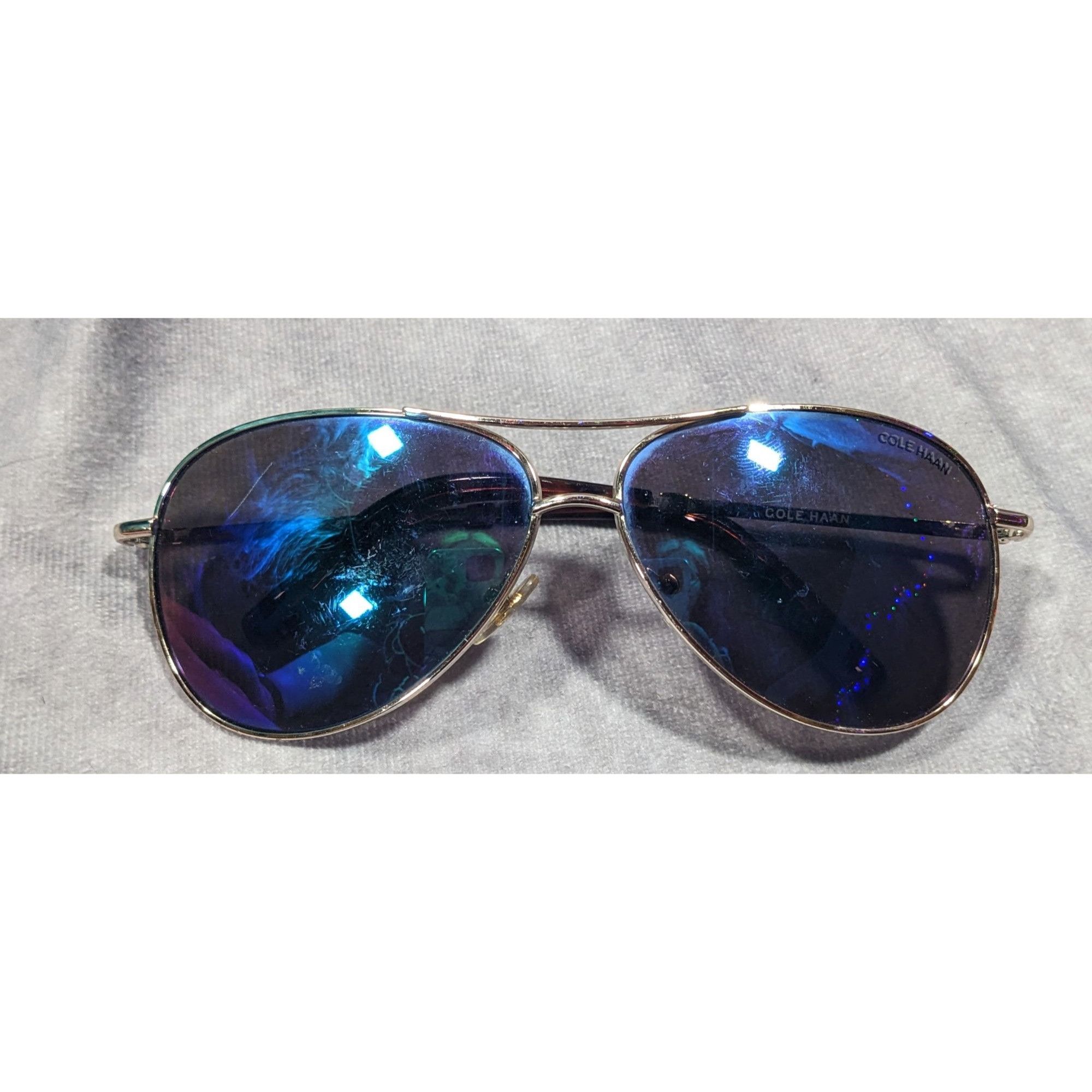 Cole Haan Cole Haan C669 Silver Tone And Tortoise Blue Mirror Aviator Size ONE SIZE - 5 Thumbnail