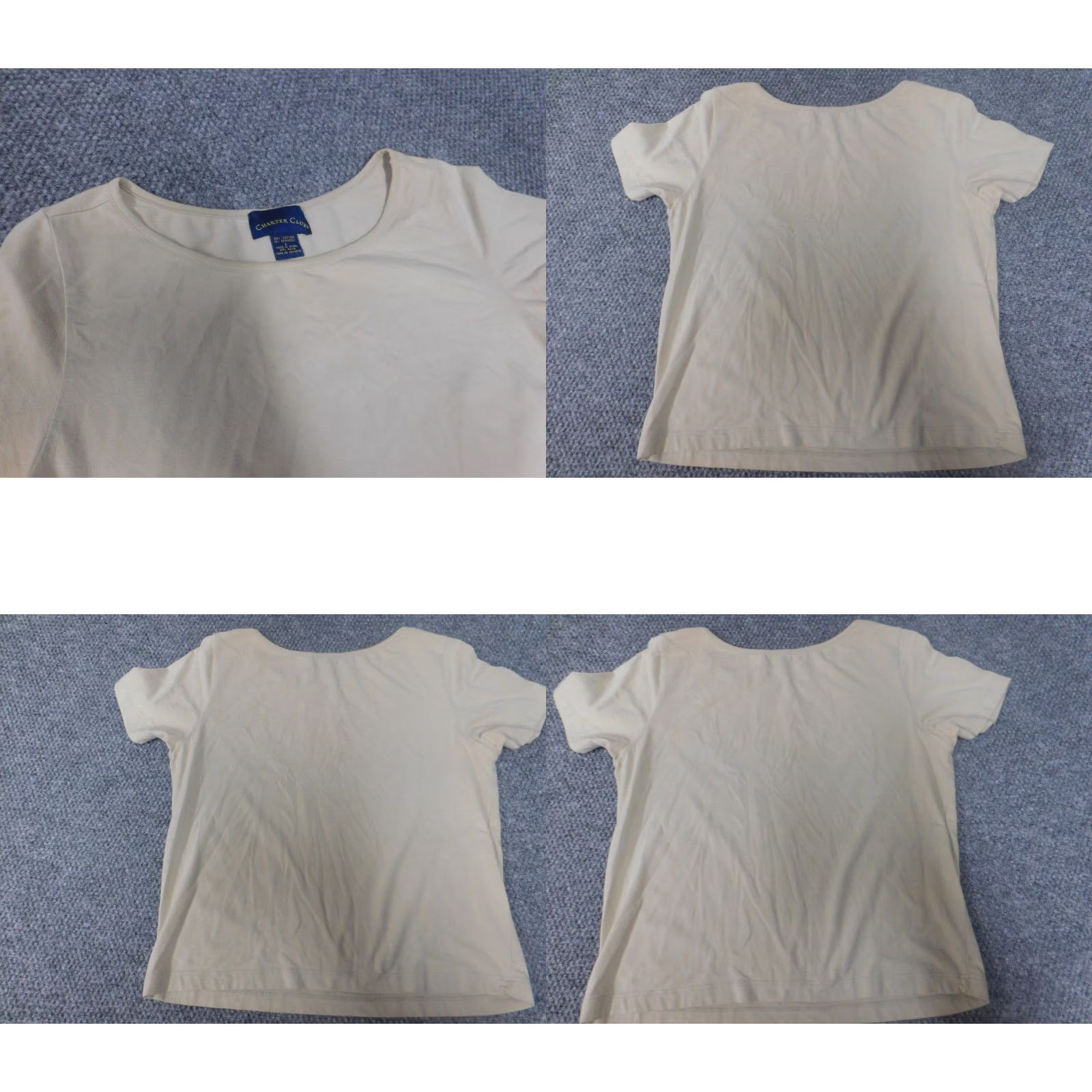 Charter Club Charter Club Womens Shirt L Beige Crew Neck Short Sleeve Pullover Stretch Casual Blouse Basic T-Shirt Size L / US 10 / IT 46 - 8 Thumbnail