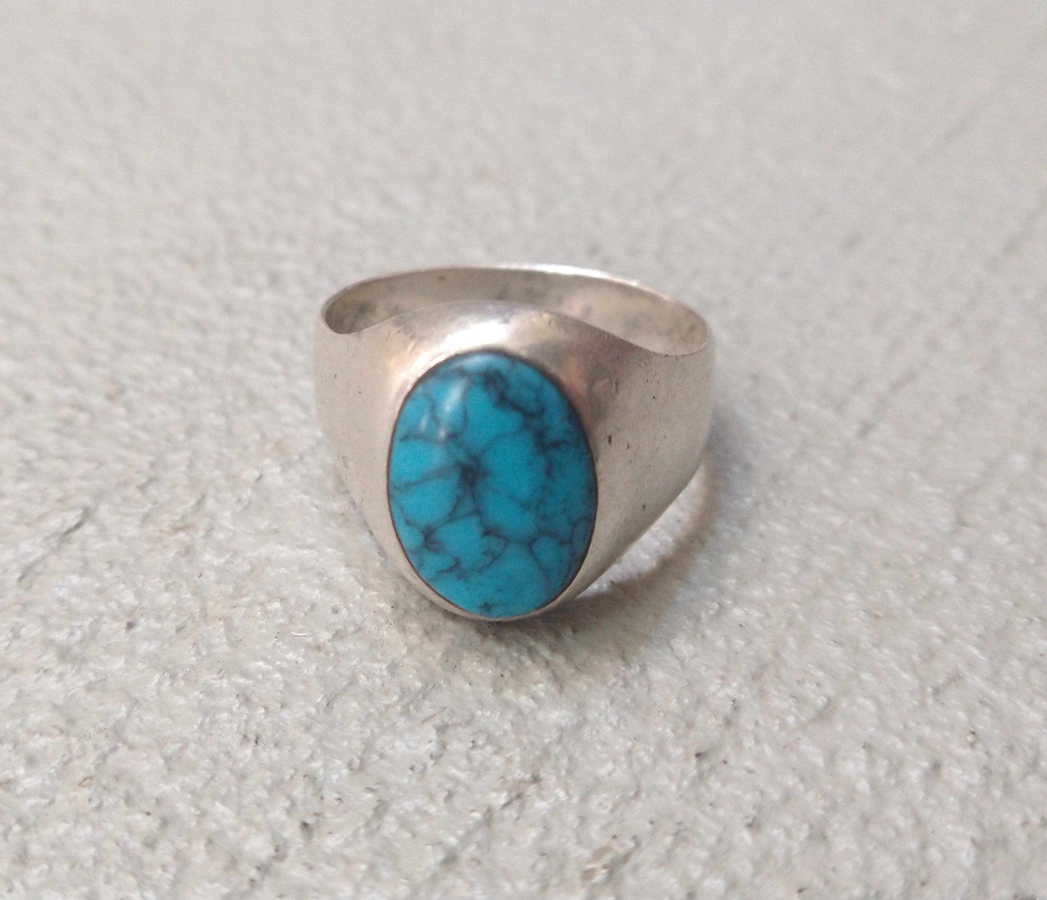 Other Vintage Sterling Silver Ring 12.25 Faux Turquoise Howlite Size ONE SIZE - 3 Thumbnail
