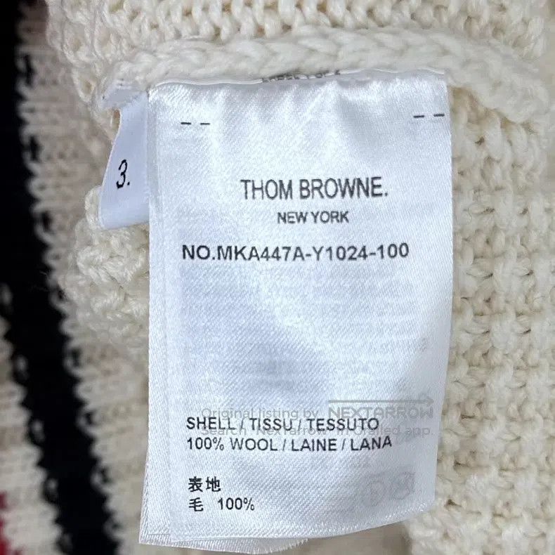 Thom Browne Thom Browne White Striped Crewneck Knit Sweater Size US L / EU 52-54 / 3 - 5 Thumbnail