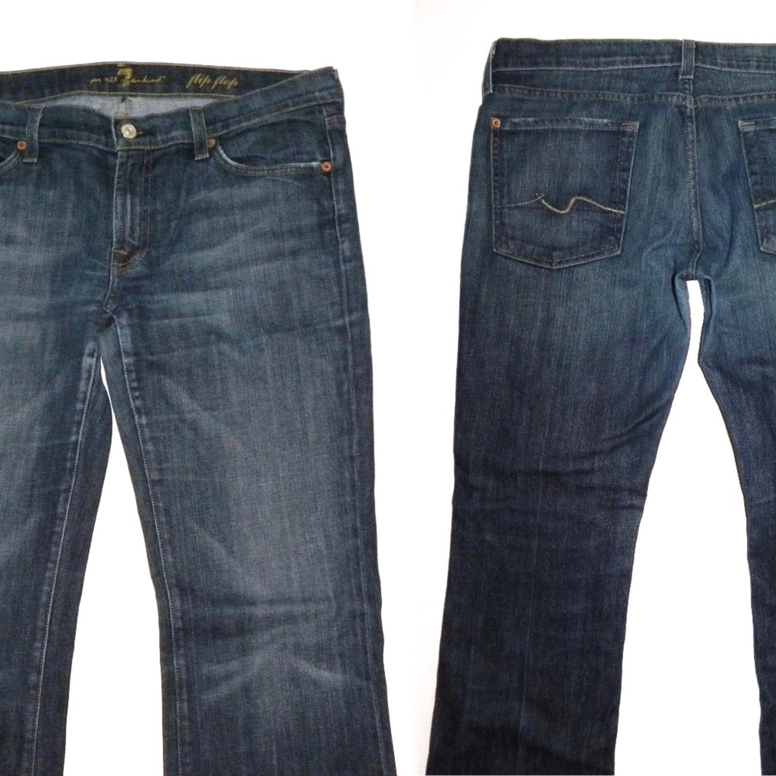 7 For All Mankind 7 FAM Flip Flop Bootcut Jeans Dark Wash size 32 Size 32" / US 10 / IT 46 - 4 Thumbnail