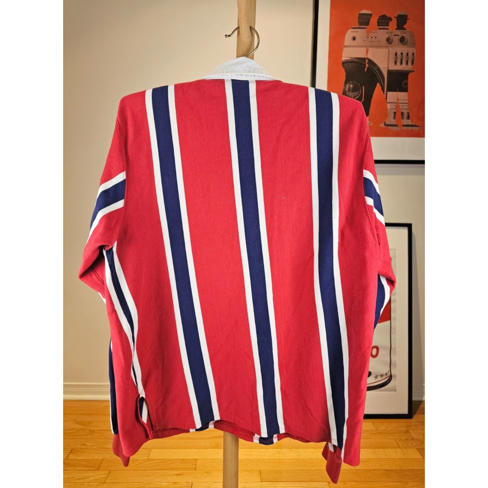 Polo Ralph Lauren VINTAGE Polo Ralph Lauren STRIP RUGBY SHIRT L 30 INCH TOP TO BOTTOM 28 INCH RED Mens SZ LARGE MADE IN HONG KONG Size US L / EU 52-54 / 3 - 8 Thumbnail