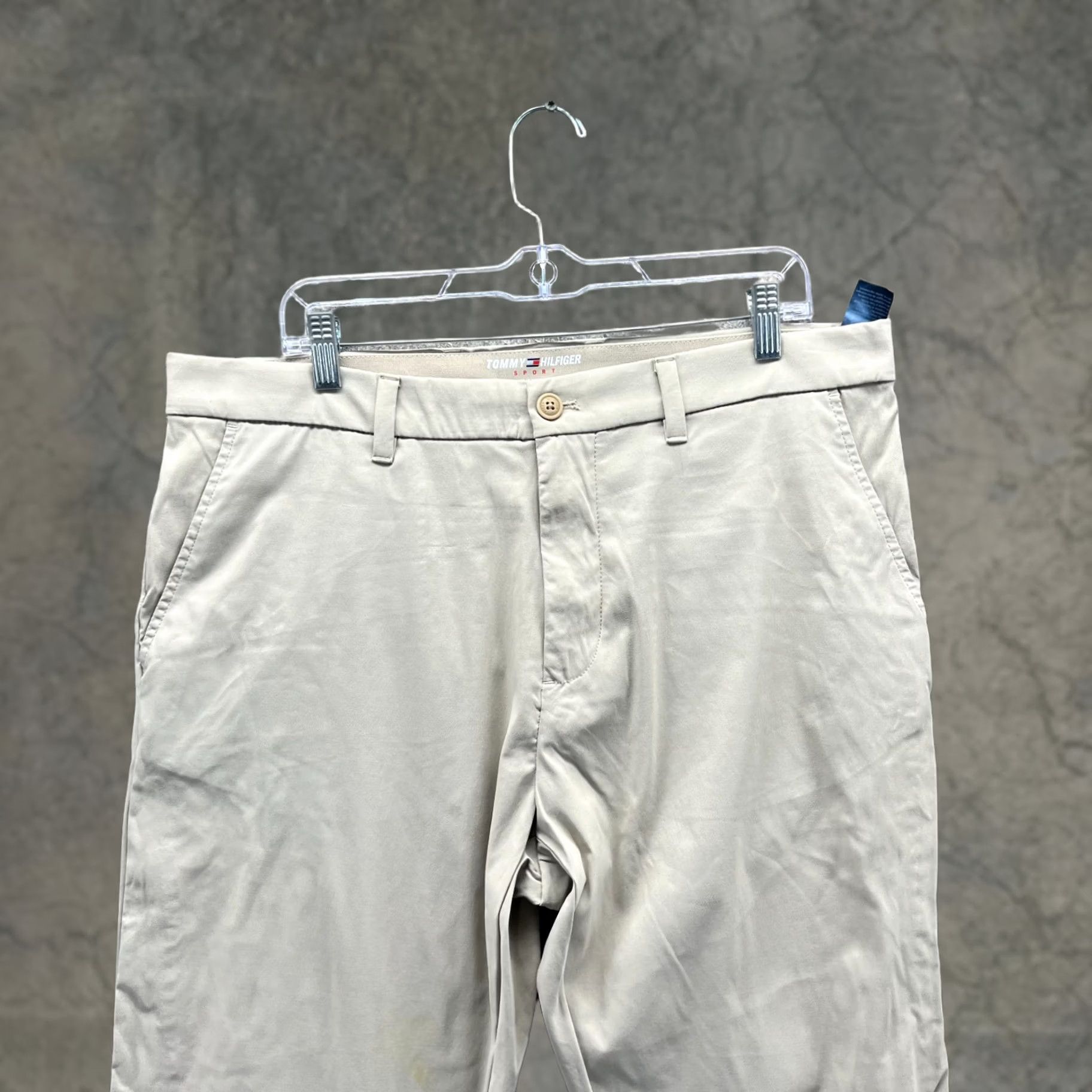 Tommy Hilfiger VINTAGE Tommy Hilfiger Dress Pants Mens 36x32 Beige Chino Tan Trouser Sport Khaki Suitwear Tight Silhouette Regular Mens Beige Chino Pants 90s? Size 36R - 1 Thumbnail