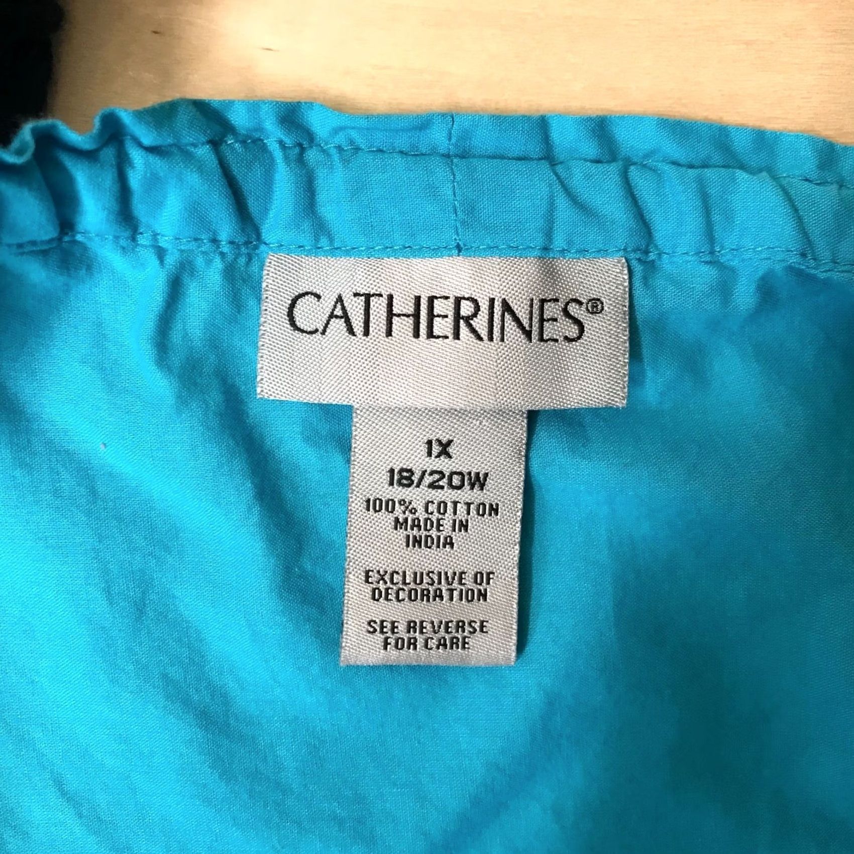 Vintage CATHERINES WOMEN'S 1X BLUE 3/4 SLEEVE V NECK COTTON TOP LACE DETAIL Size XL / US 12-14 / IT 48-50 - 7 Thumbnail