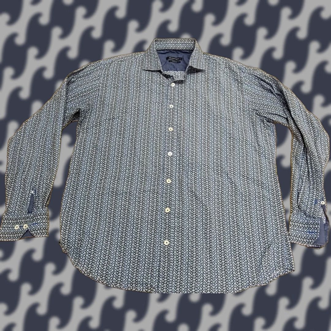 BUGATCHI Bugatchi Uomo Shirt Button-Up Classic Fit Long Sleeve Men XL Multicolor Button Front Collared Spread Knit 100% Cotton Apparel Size US XL / EU 56 / 4 - 1 Thumbnail
