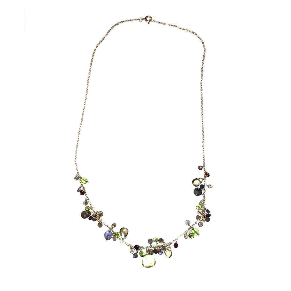 Sterling Silver Contemporary Sterling Silver Faceted Gemstone Bead Necklace Size ONE SIZE - 4 Thumbnail