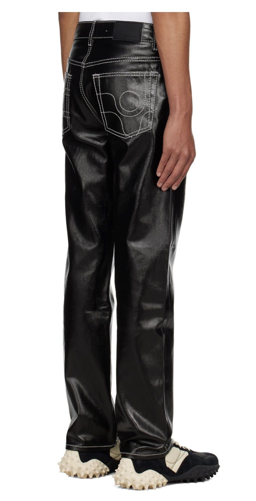 Eytys EYTYS Black Faux Leather Orion Statement Jeans Size US 31 - 7 Thumbnail