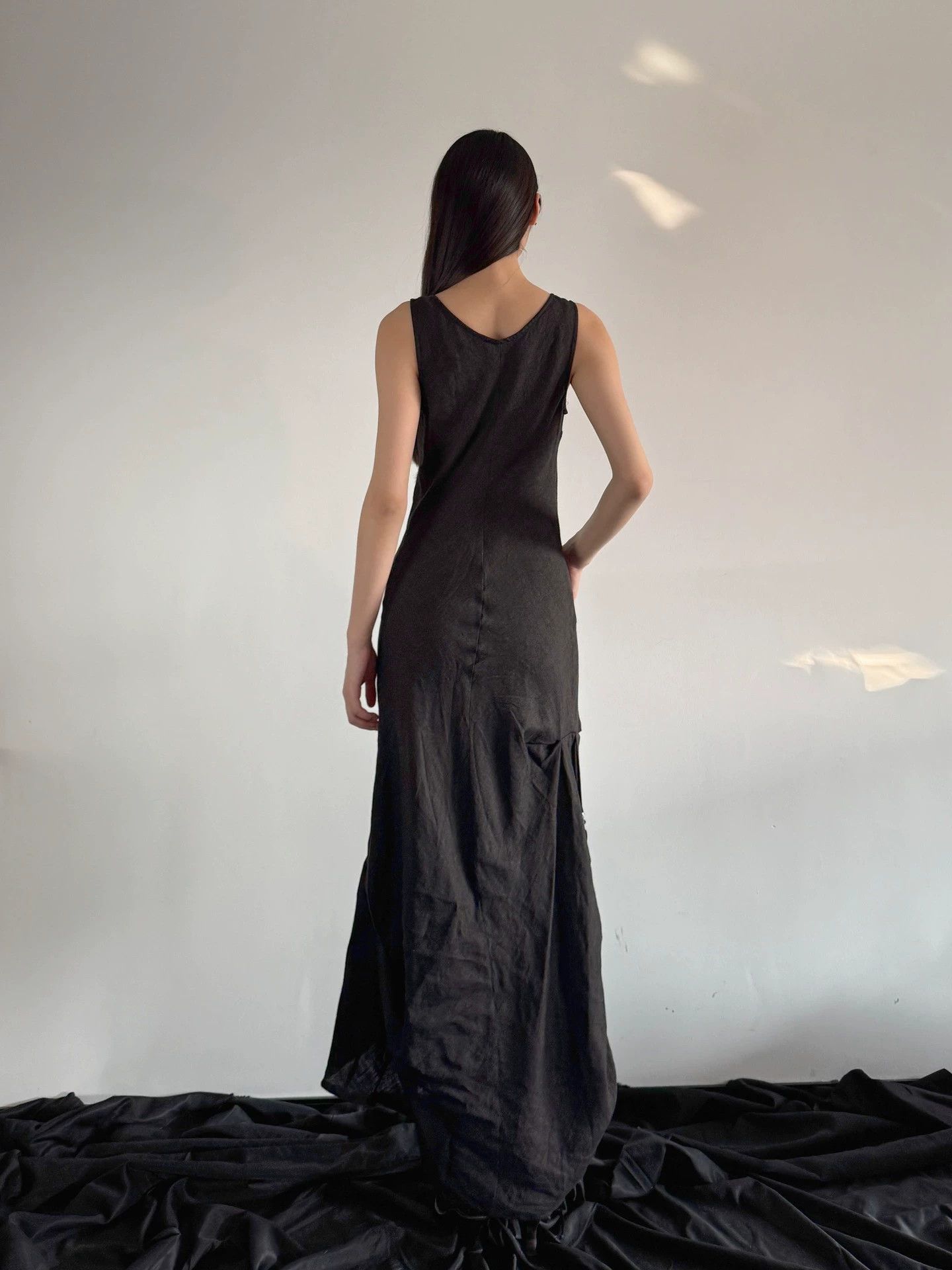Vintage Vtg Archive Sleeveless Elastic Print Slim Irreg Hem Dress 36 Size XS / US 0-2 / IT 36-38 - 3 Thumbnail