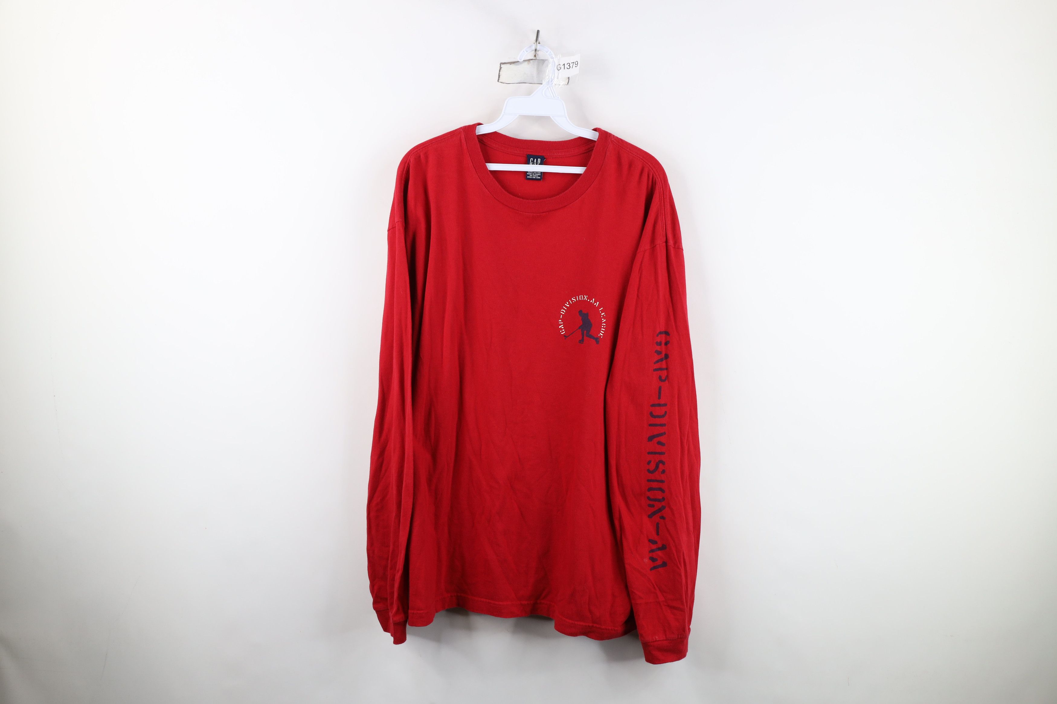Gap Vintage Gap Spell Out Hockey Long Sleeve T-Shirt Red Cotton Size US L / EU 52-54 / 3 - 1 Thumbnail