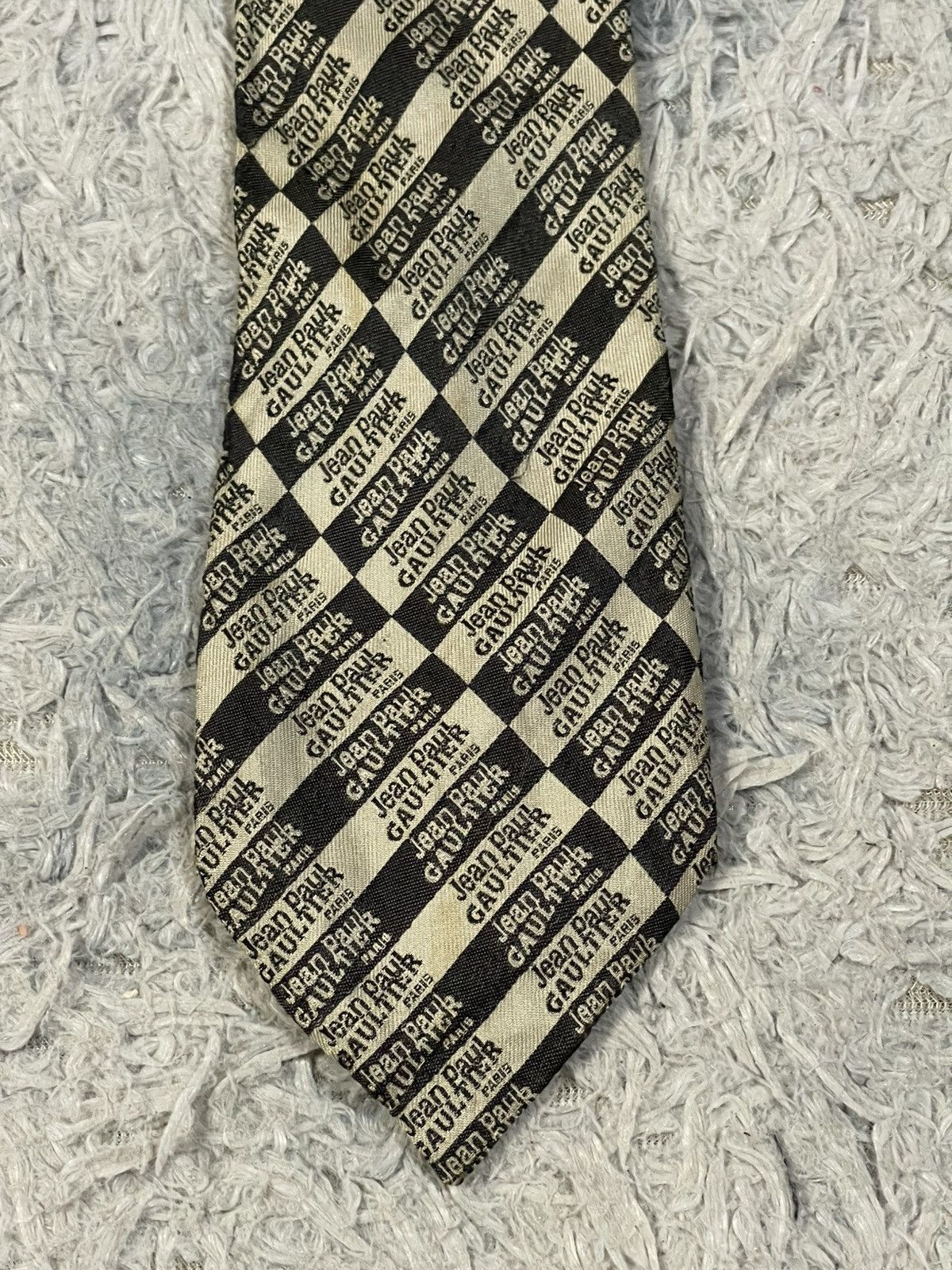 Jean Paul Gaultier RARE!!Jean Paul Gaultier Checker Board Neck Tie Spellout Size ONE SIZE - 6 Thumbnail