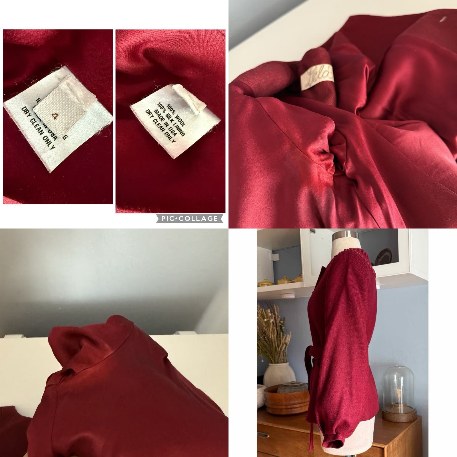 Lela Rose Lela Rose Wool Belted Jacket Blazer Maroon Burgundy Size 4 Size S / US 4 / IT 40 - 8 Thumbnail