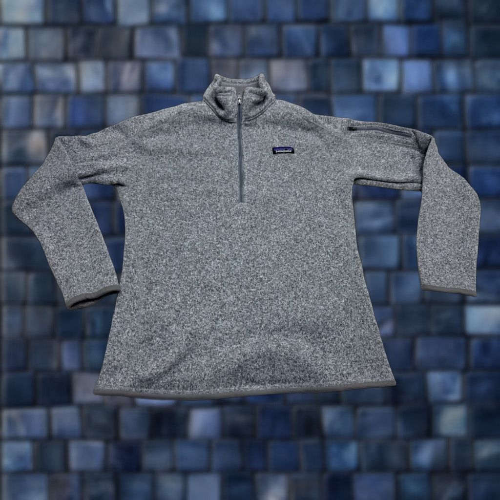 Patagonia Sweater Womens L Gray Fleece 1/4 Zip Better Pullover Logo Outdoor Knit Long Sleeve