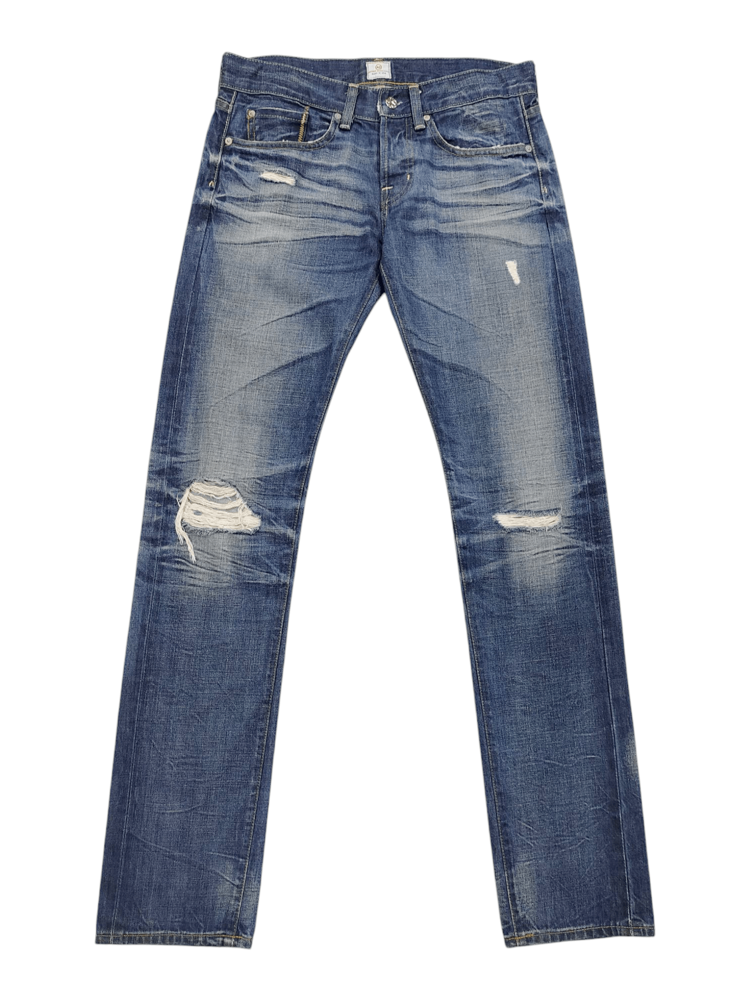 AG Adriano Goldschmied AG Silver Button Distressed Selvegde Slim Straight Jeans Size US 31 - 1 Thumbnail