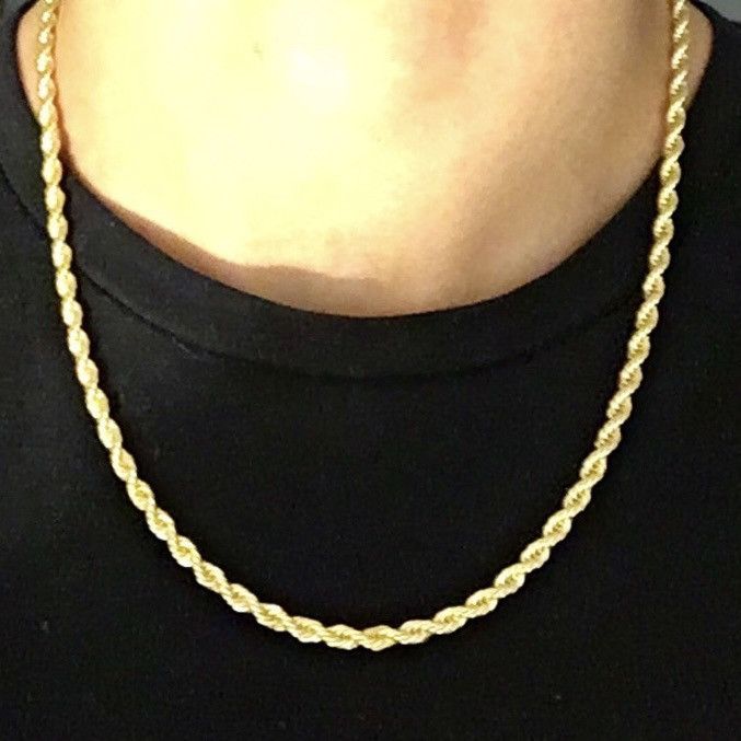Jewelry Gold Chain Rope Chain Necklace Bundle Set 20in and 24in 4mm Size ONE SIZE - 2 Thumbnail