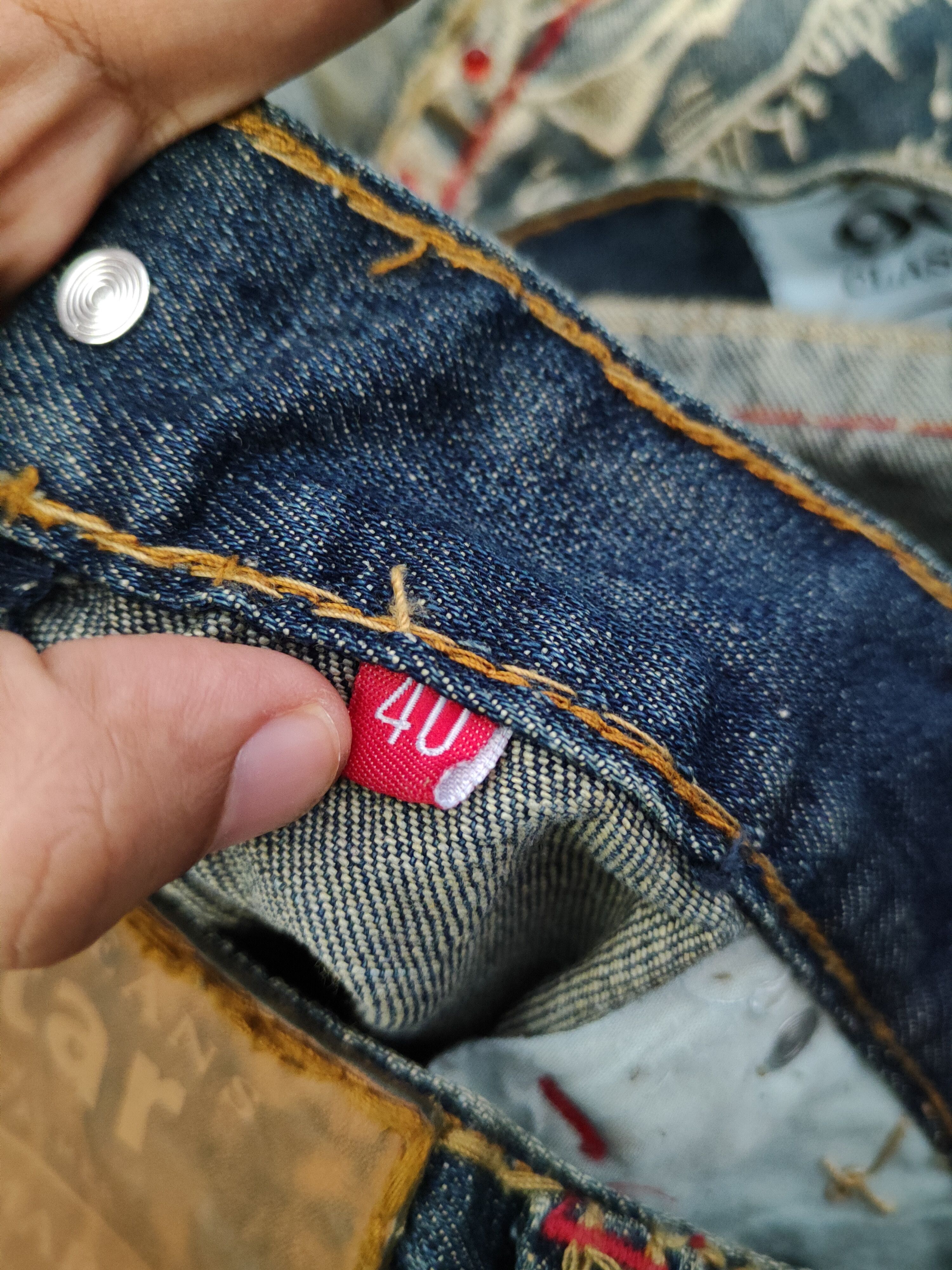 Japanese Brand DL Cstar Blue faded vintage Distressed Ripped Jeans #380 Size US 40 / EU 56 - 17 Thumbnail