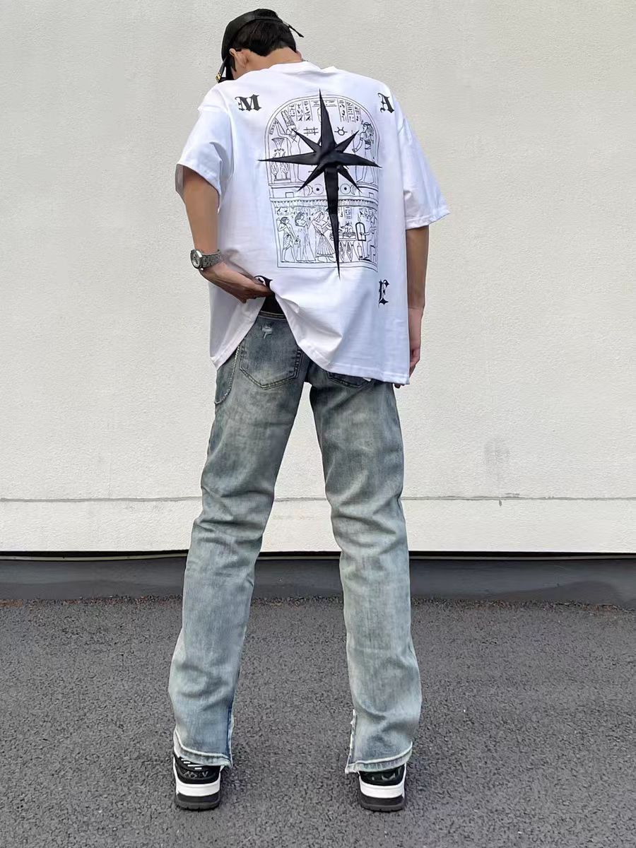 Jean High Street Vintage Washed Ripped Micro Flare Jeans Size US 32 / EU 48 - 5 Thumbnail