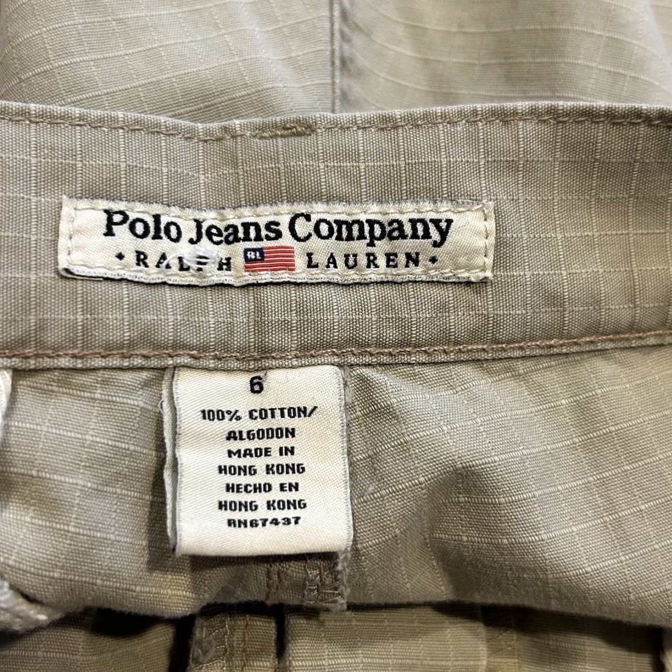 Polo Ralph Lauren VINTAGE Polo Jeans Co Ralph Lauren Women Cargo Shorts Beige 100% Cotton Size 6 Pocket Logo Denim Casual Size 28" / US 6 / IT 42 - 4 Thumbnail