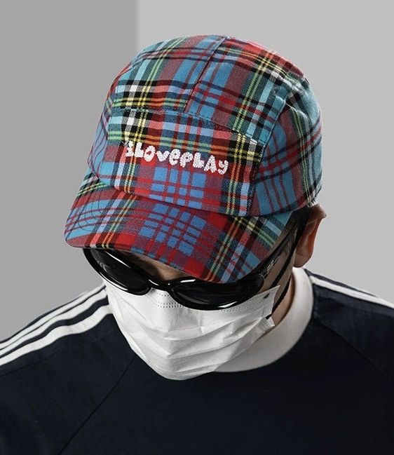Japanese Brand Retro punk y2k colourful check plaid tartan cap hat Size ONE SIZE - 3 Thumbnail