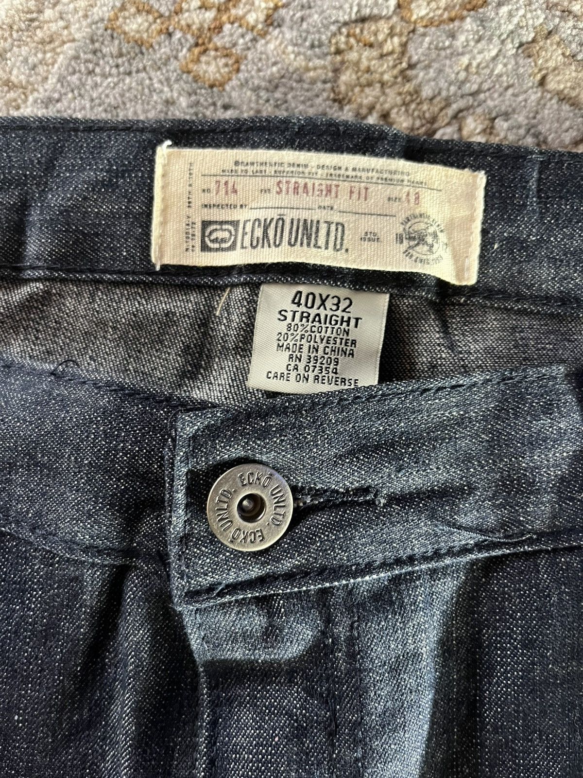 Ecko Unltd. RARE ECKO UNLTD RAW DENIM STRAIGHT LEG VINTAGE JEANS 40x32 Size US 40 / EU 56 - 2 Thumbnail