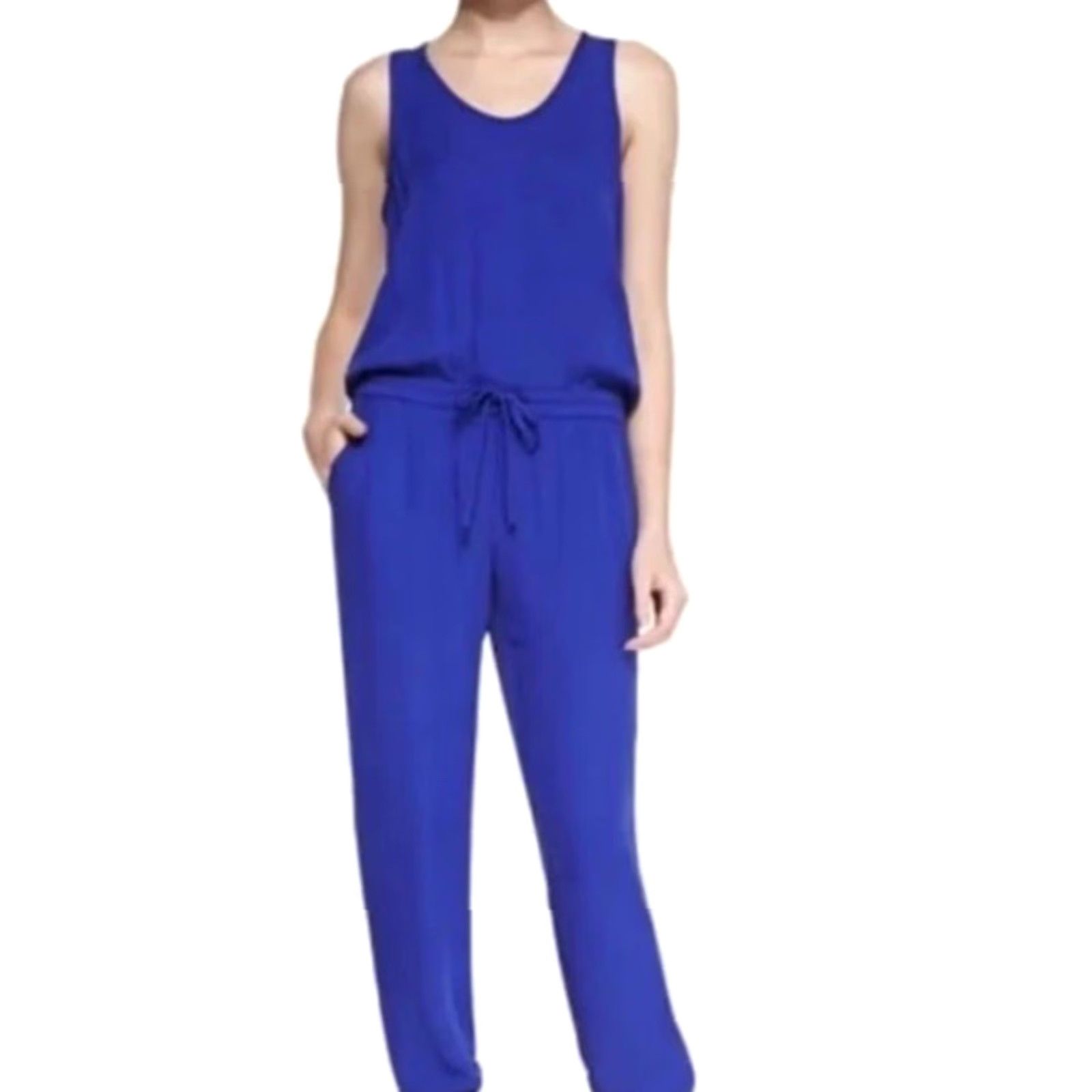 Theory THEORY Silk Jumpsuit Size M Blue Sleeveless Casual Party One-Piece Womens Size 32" / US 10 / IT 46 - 2 Thumbnail
