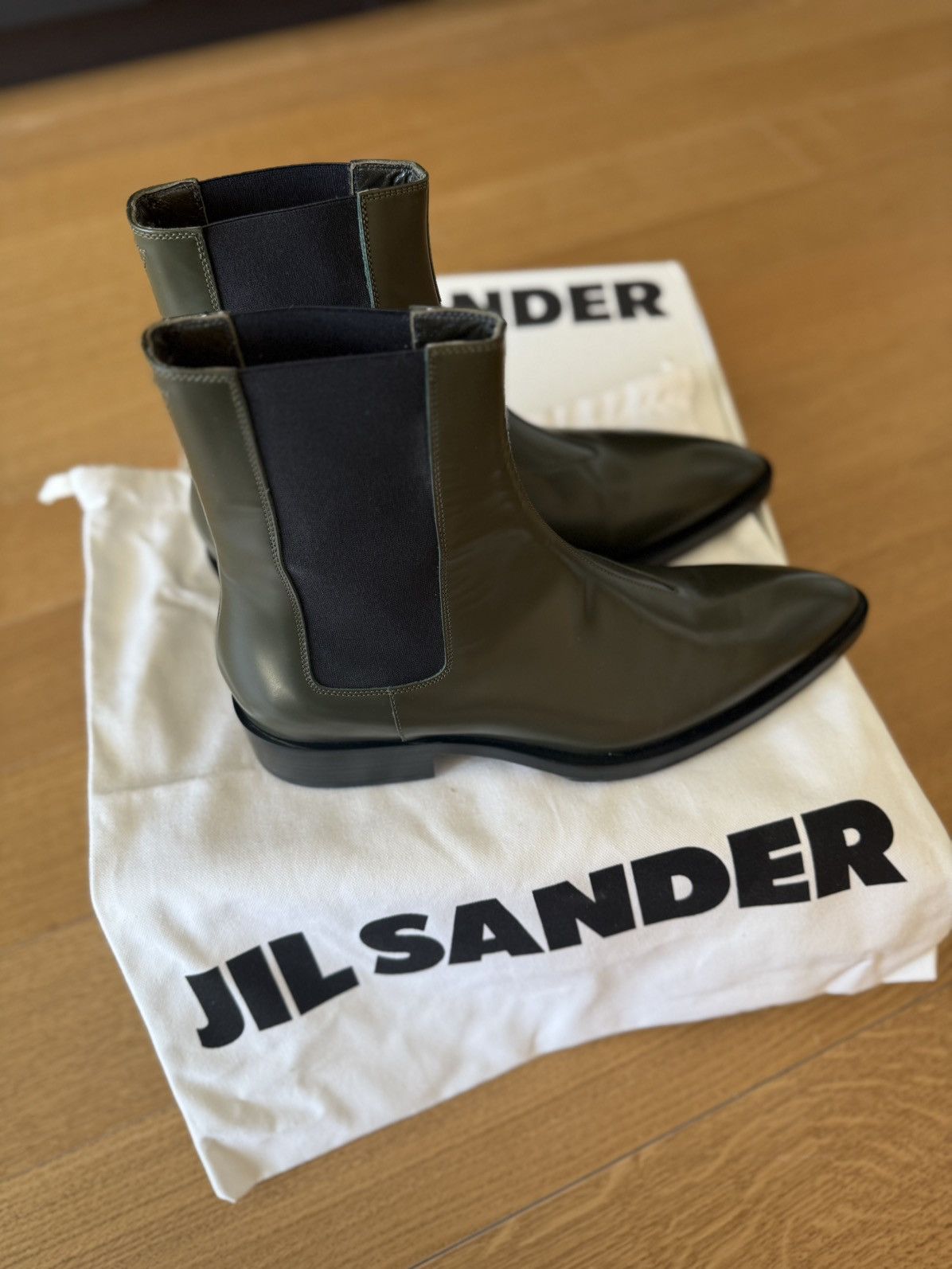 Jil Sander Jil Sander FW22 Pointed Toe Leather Chelsea Boots Green Size US 11 / EU 44 - 8 Thumbnail