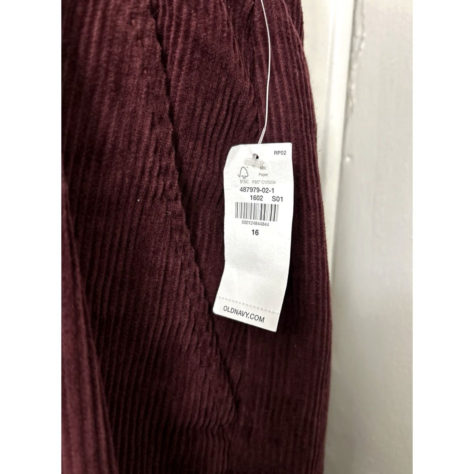Old Navy Old Navy Womens Corduroy Pants Burgundy 16 Regular High Rise Wide-Leg NWT Size 38" / US 16 / IT 52 - 5 Thumbnail