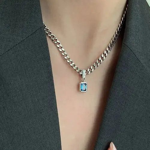 Jewelry Hikaru x Koga Stainless Steel Square Blue Necklace Size ONE SIZE - 5 Thumbnail