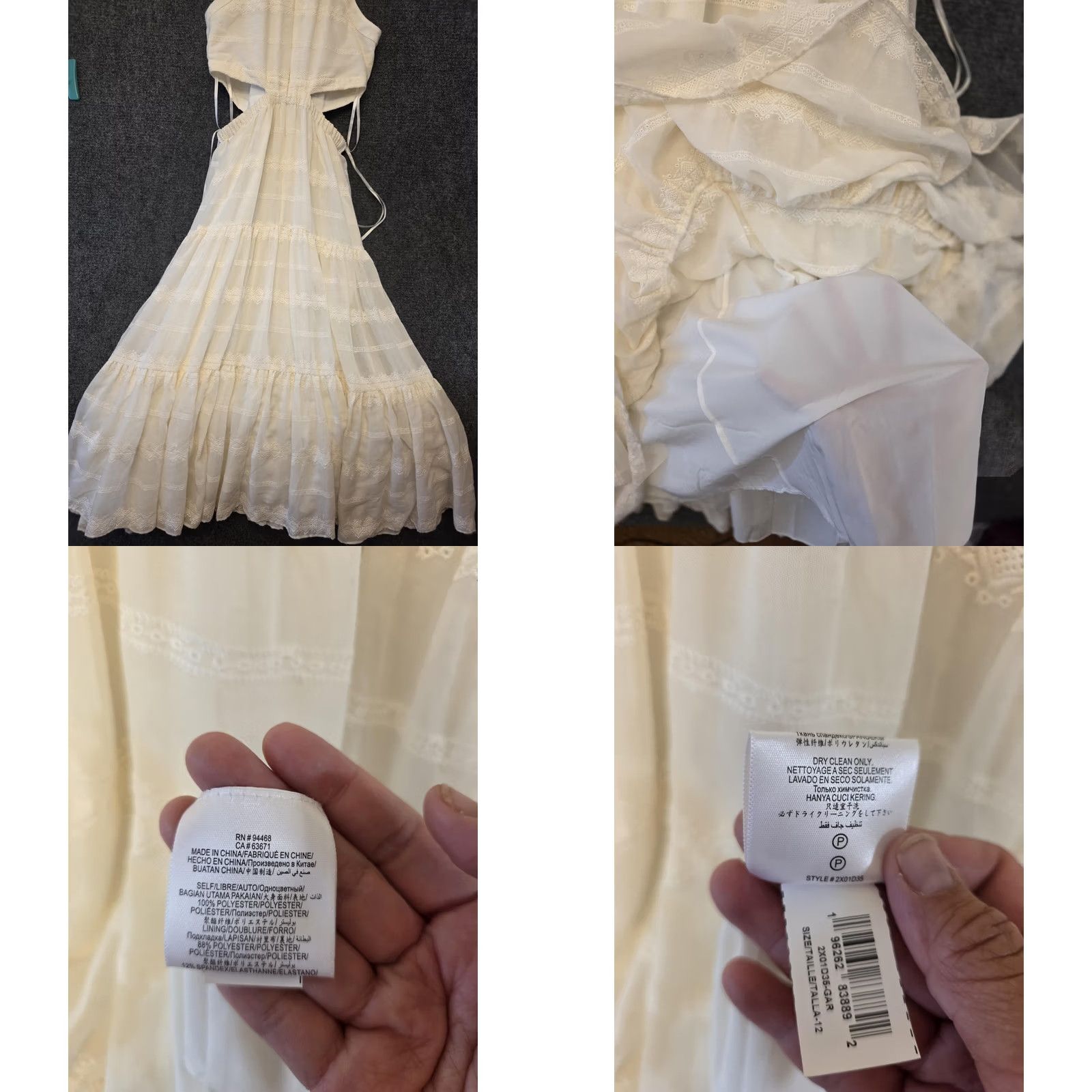 Bcbgmaxazria BCBGMAXAZRIA Dress Womens 12 White Halter Cutout Embroidered Maxi Sundress Size XL / US 12-14 / IT 48-50 - 8 Thumbnail