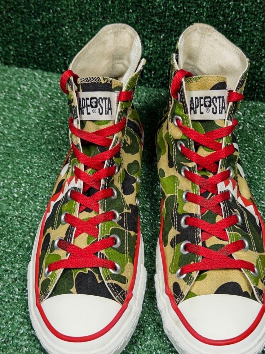 Bape A Bathing Ape Bapesta Ape Sta Geeen High top toe canvas Size US 10 / EU 43 - 4 Thumbnail