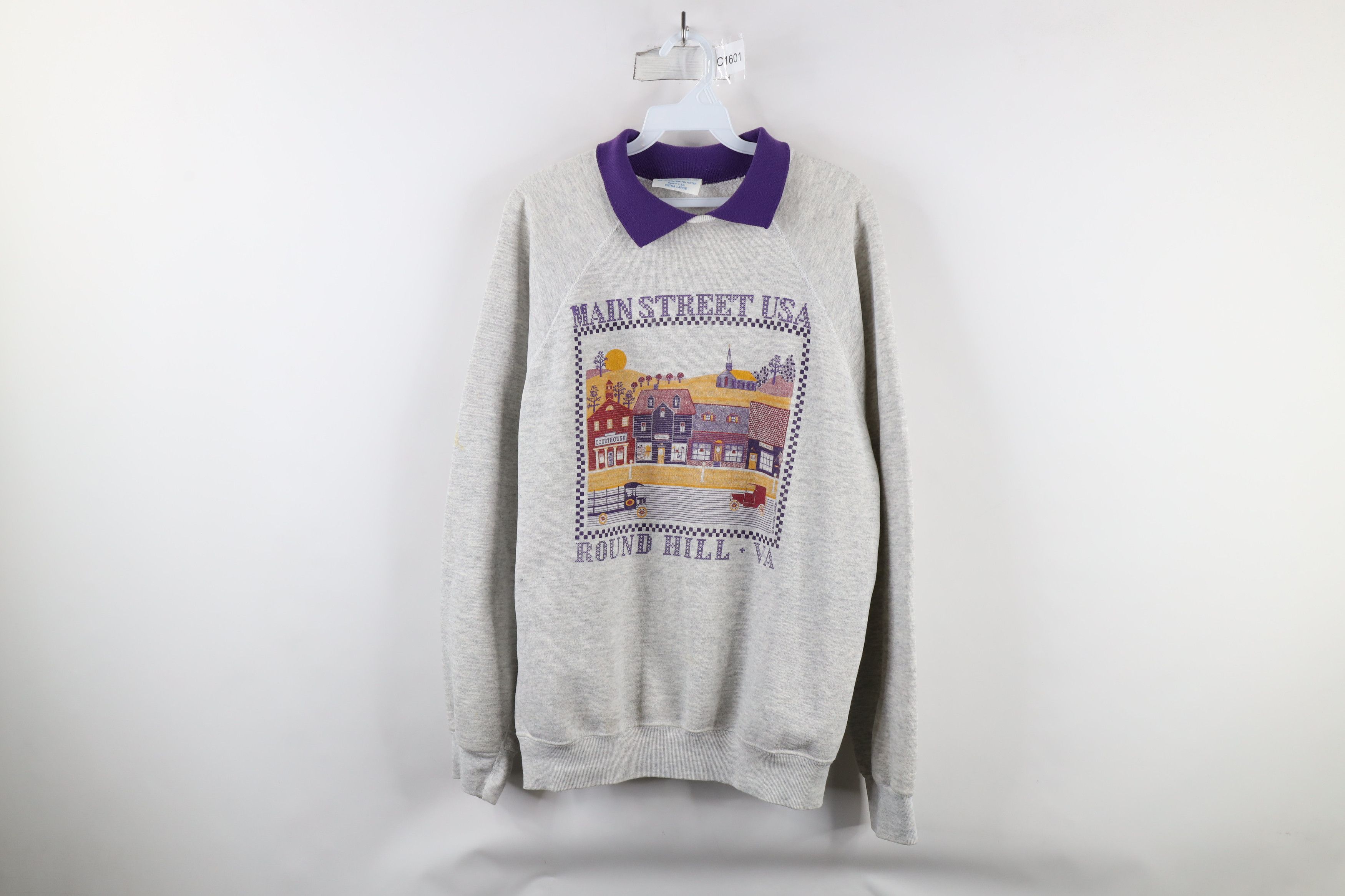 Vintage Vintage 90s Streetwear Hill Virginia Collared Sweatshirt Size XL / US 12-14 / IT 48-50 - 1 Thumbnail