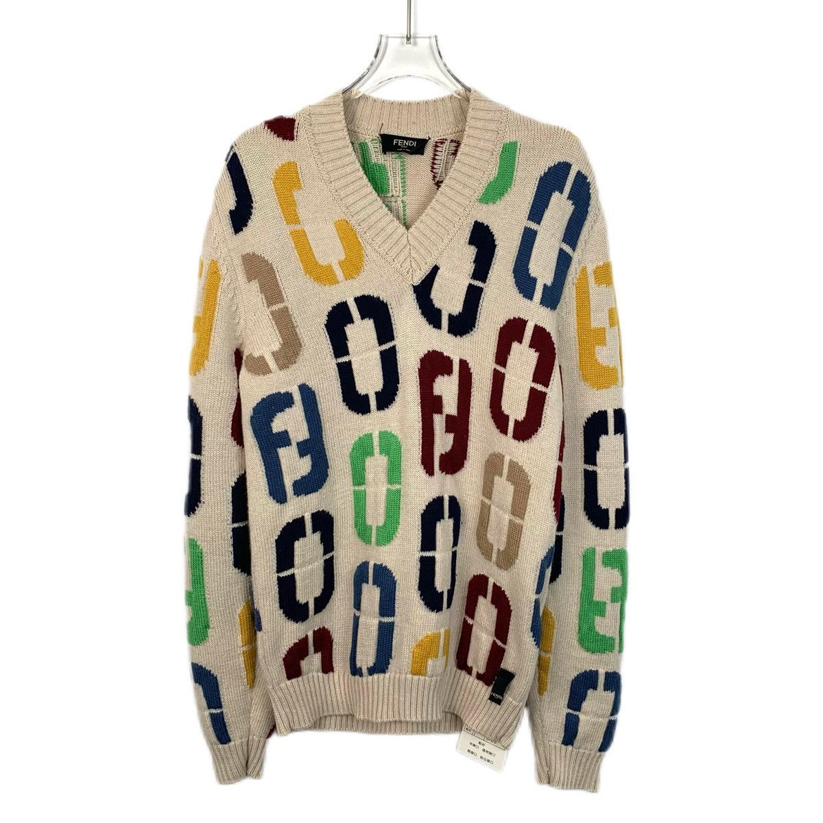 Fendi Fendi Multicolor Wool V-neck Long Sleeve Knitwear K26WX Size M / US 6-8 / IT 42-44 - 1 Thumbnail