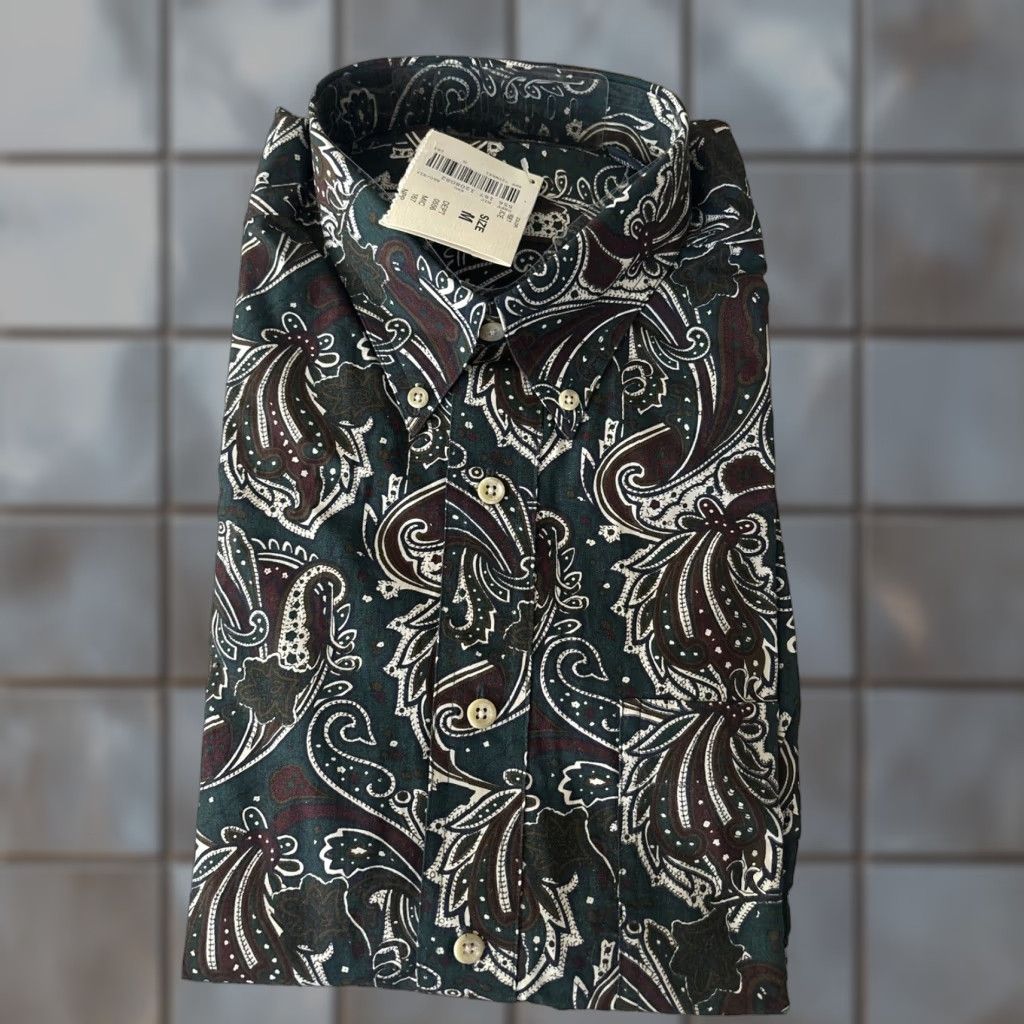 VINTAGE Roundtree & Yorke Men Shirt Casual Long Sleeve Button-Up Cotton Multicolor Paisley M