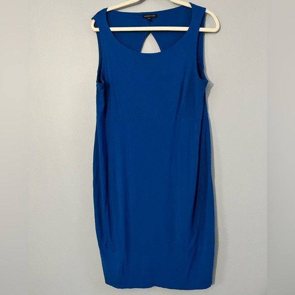 Eileen Fisher Cut-Out Oval Dress Stretch Jersey blue Sz XL