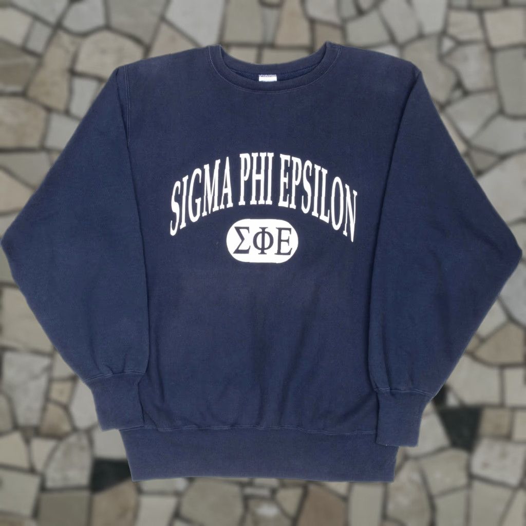 VINTAGE Champion REVERSE WEAVE Sigma Phi Epsilon Sweatshirt 1990s XL USA Blue Mens