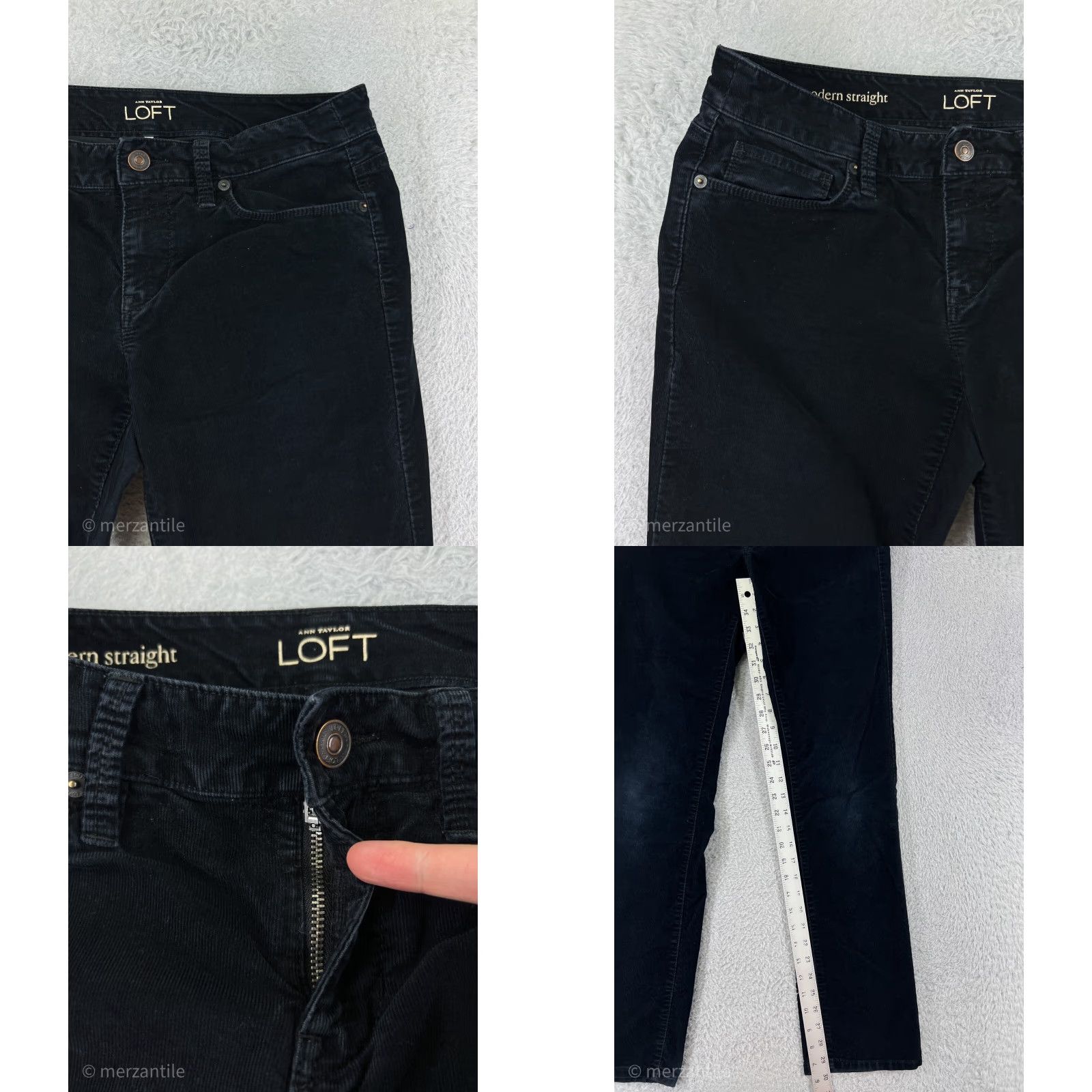 Ann Taylor Ann Taylor LOFT Pants Womens 1P Black Corduroy Straight Low Rise Petite 29W 27in Inseam Men? Women. Size 25" / US 0 / IT 36 - 8 Thumbnail
