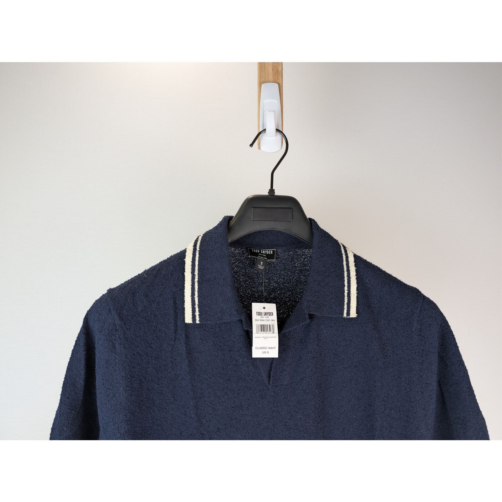 Todd Snyder o1rshd1 CC20 Tipped Boucle Montauk Knit Polo Shirt Navy Blue Size US S / EU 44-46 / 1 - 3 Thumbnail