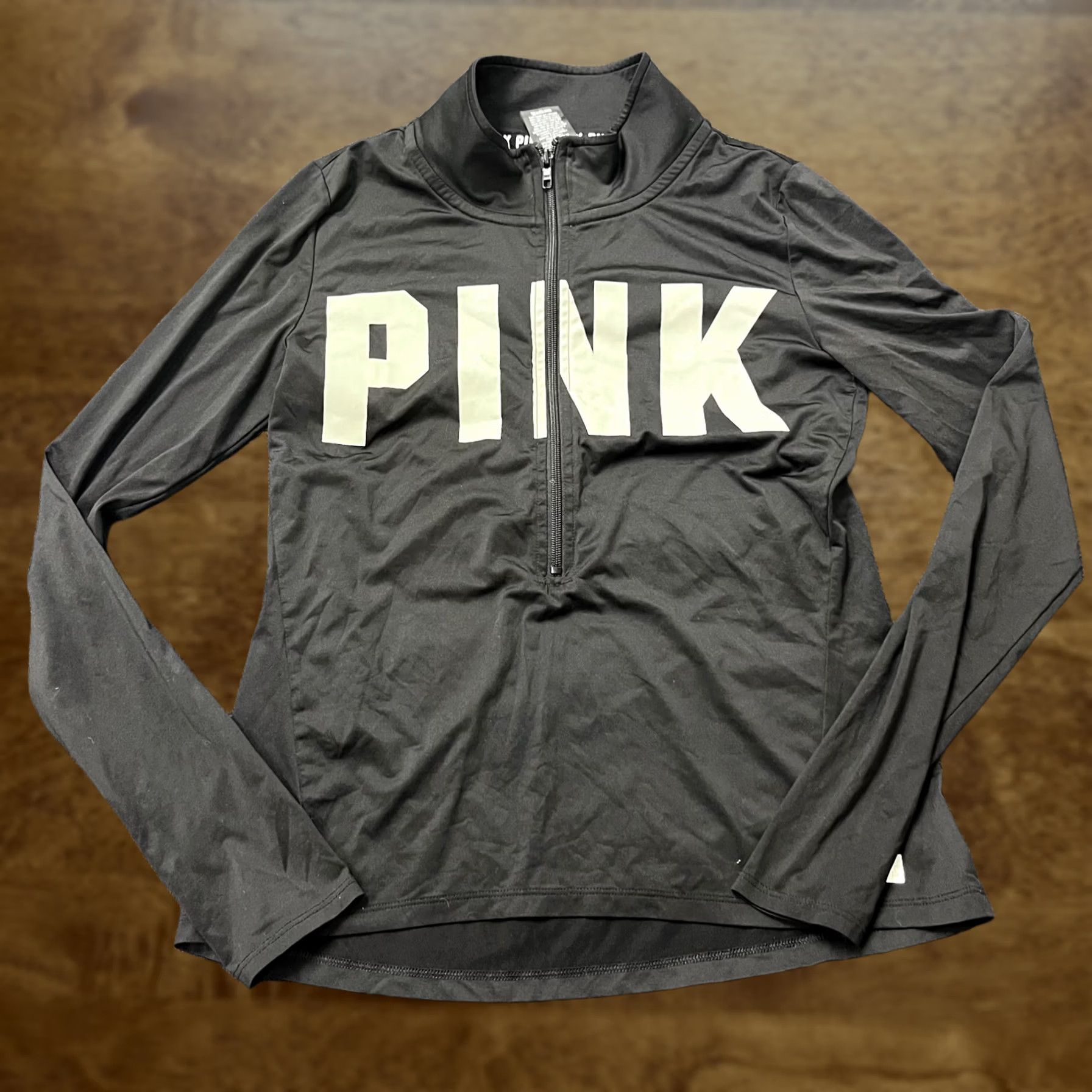 Pinko PINK Victoria's Secret Pullover Womens M Black 1/4 Zip Long Sleeve Ultimate Mock Neck Performance/Activewear Size M / US 6-8 / IT 42-44 - 1 Thumbnail