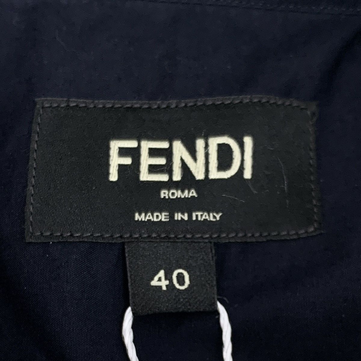 Fendi Fendi Navy Logo Embroidered Cotton Lapel Long Sleeve Shirt Size US XXS / EU 40 - 5 Thumbnail