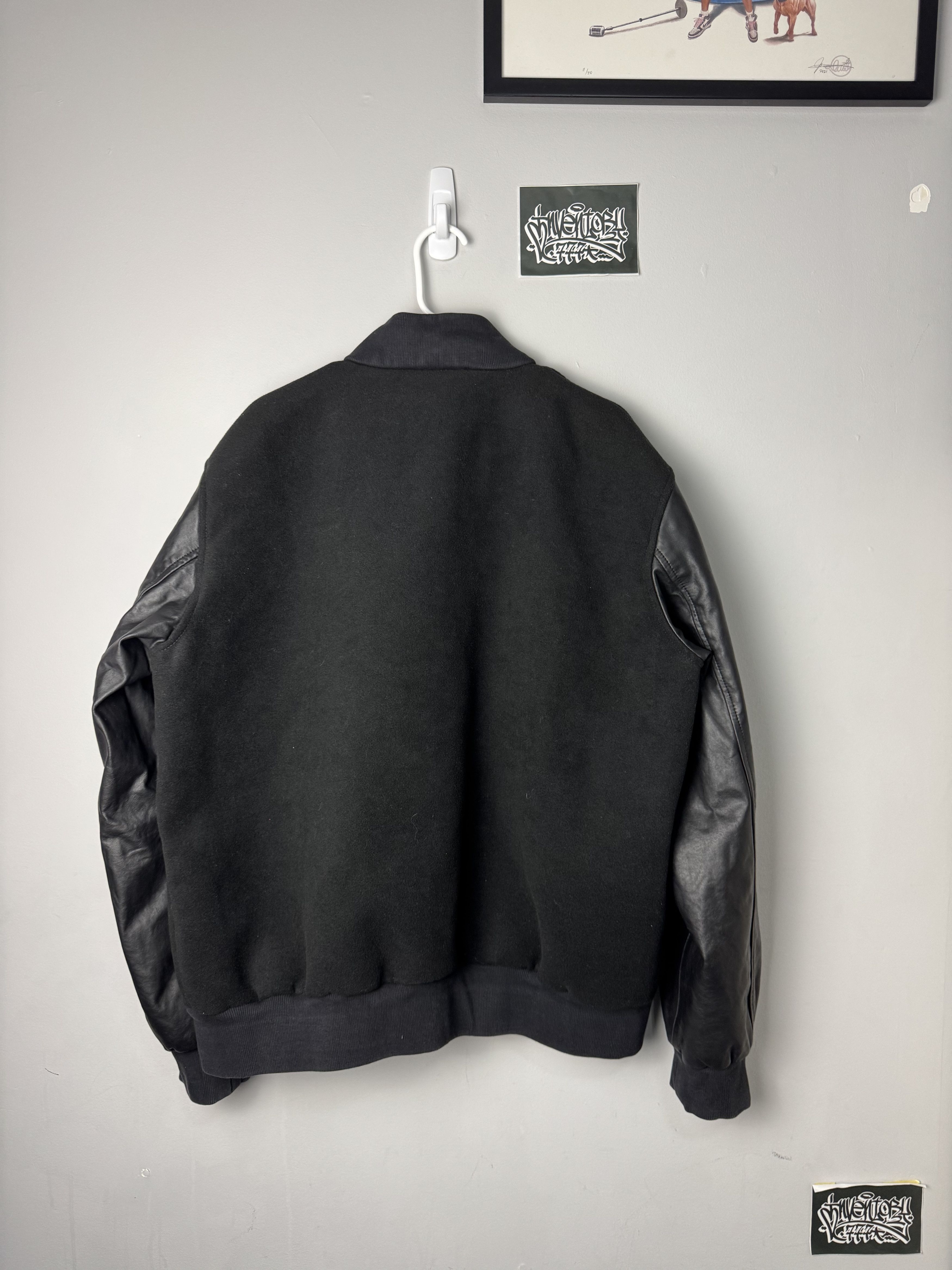 Vintage Blank Varsity Jacket - Leather / Wool - Quilted Linen Size US XXL / EU 58 / 5 - 2 Thumbnail