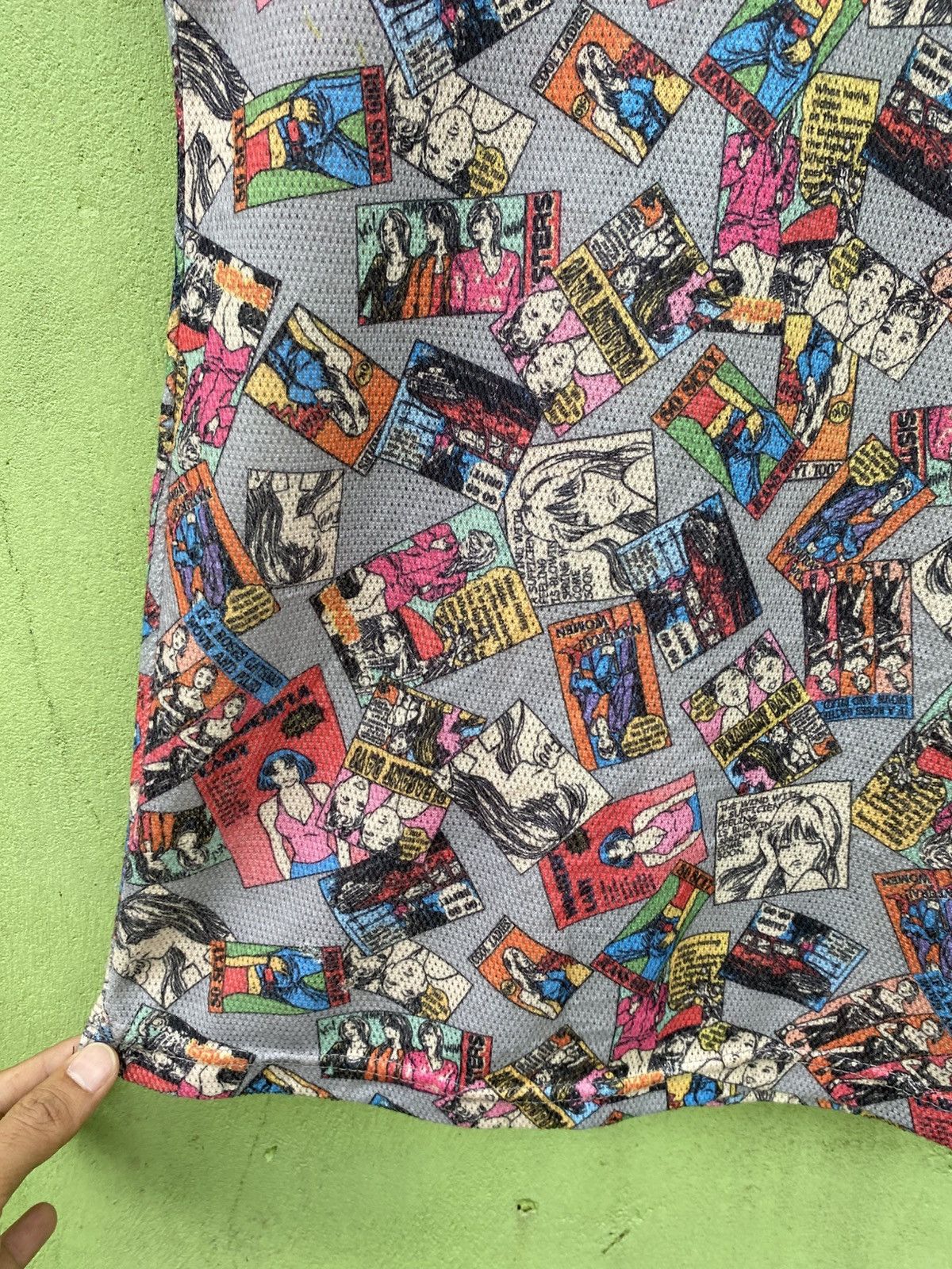 Japanese Brand Vintage Comic All-Over Print Mesh Tee Y2K Pop Art Collage Size ONE SIZE - 6 Thumbnail